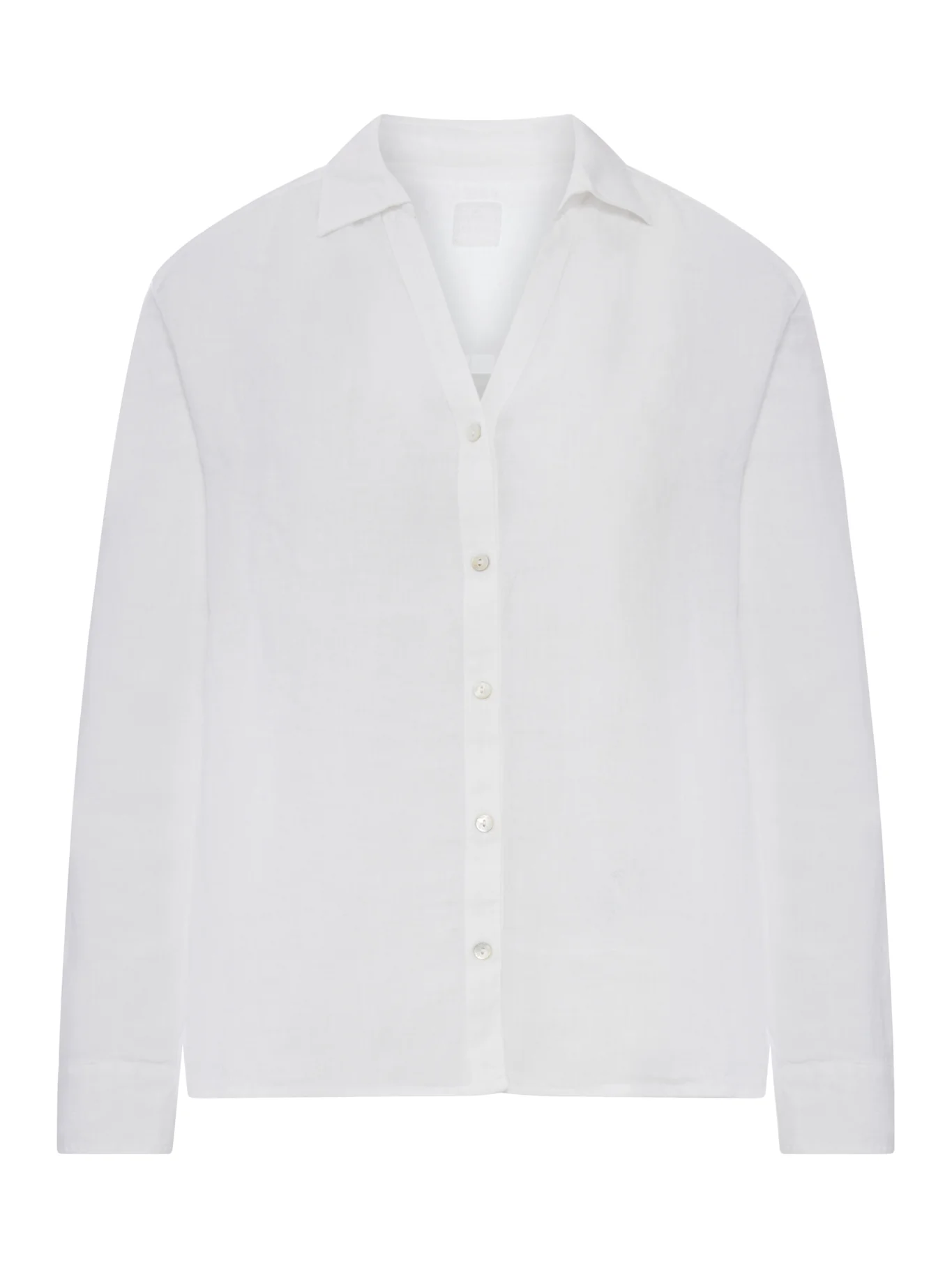LINEN SHIRT WITH COLLAR AND V-NECK