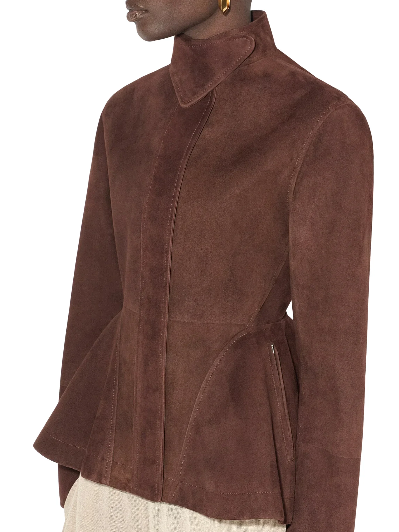 PEPLUM JACKET IN SUEDE GOATSKIN - Image 4