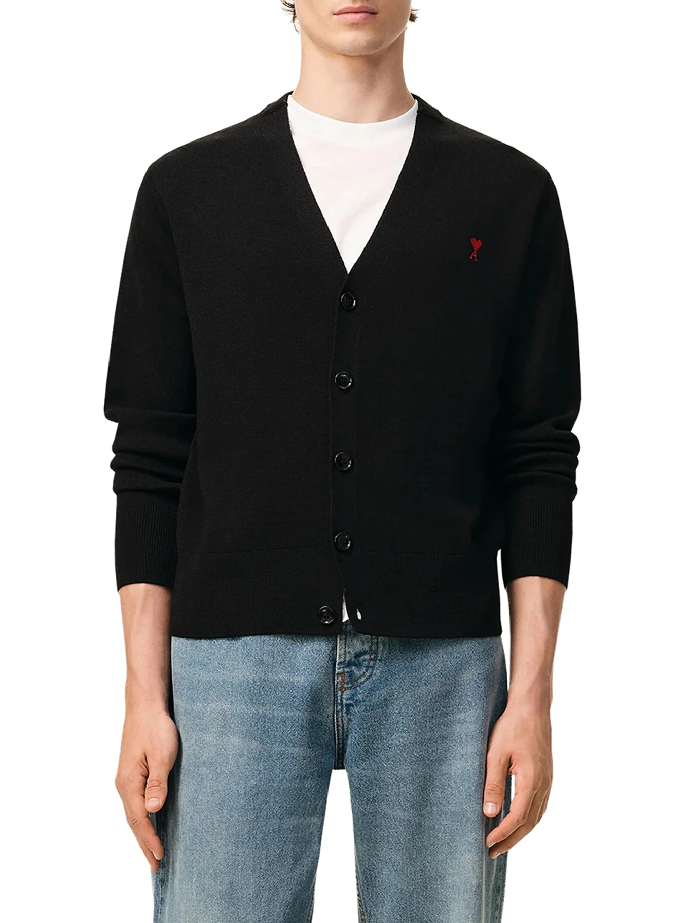 V-NECK KNIT CARDIGAN WITH EMBROIDERED LOGO - Image 2