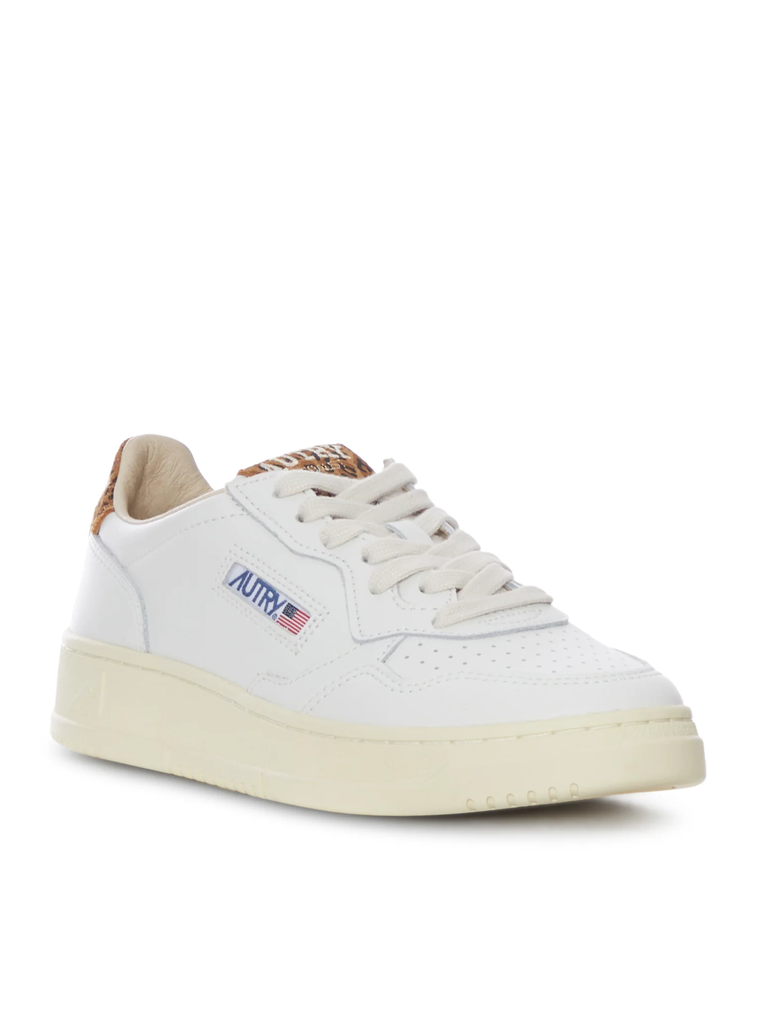 MEDALIST LOW WHITE LEATHER SNEAKERS WITH LEOPARD DETAIL - Image 2