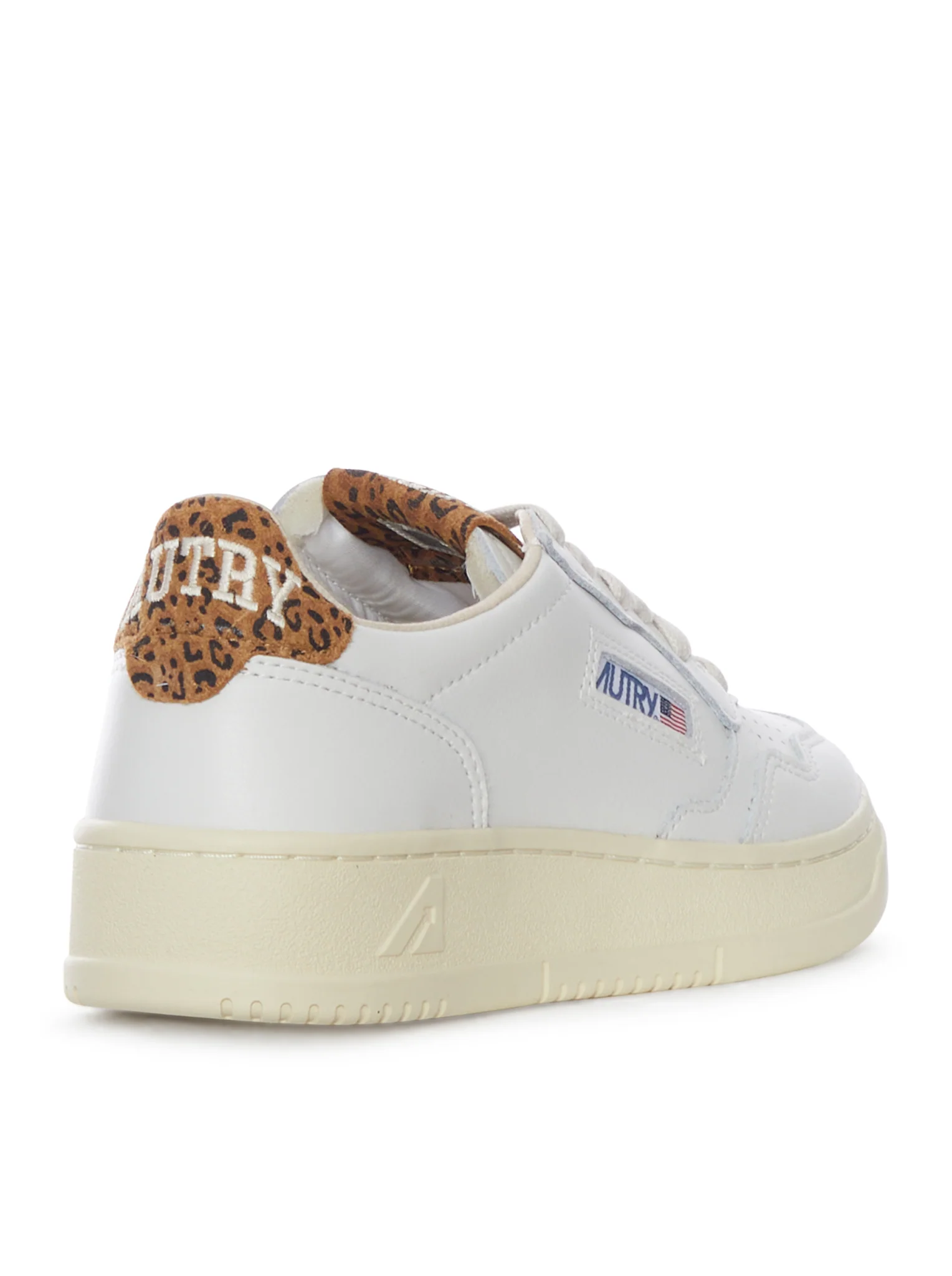 MEDALIST LOW WHITE LEATHER SNEAKERS WITH LEOPARD DETAIL - Image 3