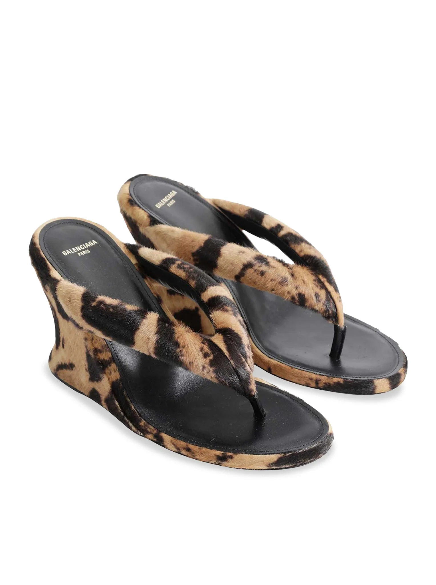 GAETA WEDGE THONG SANDAL IN OCELOT-PRINT CALF HAIR - Image 5
