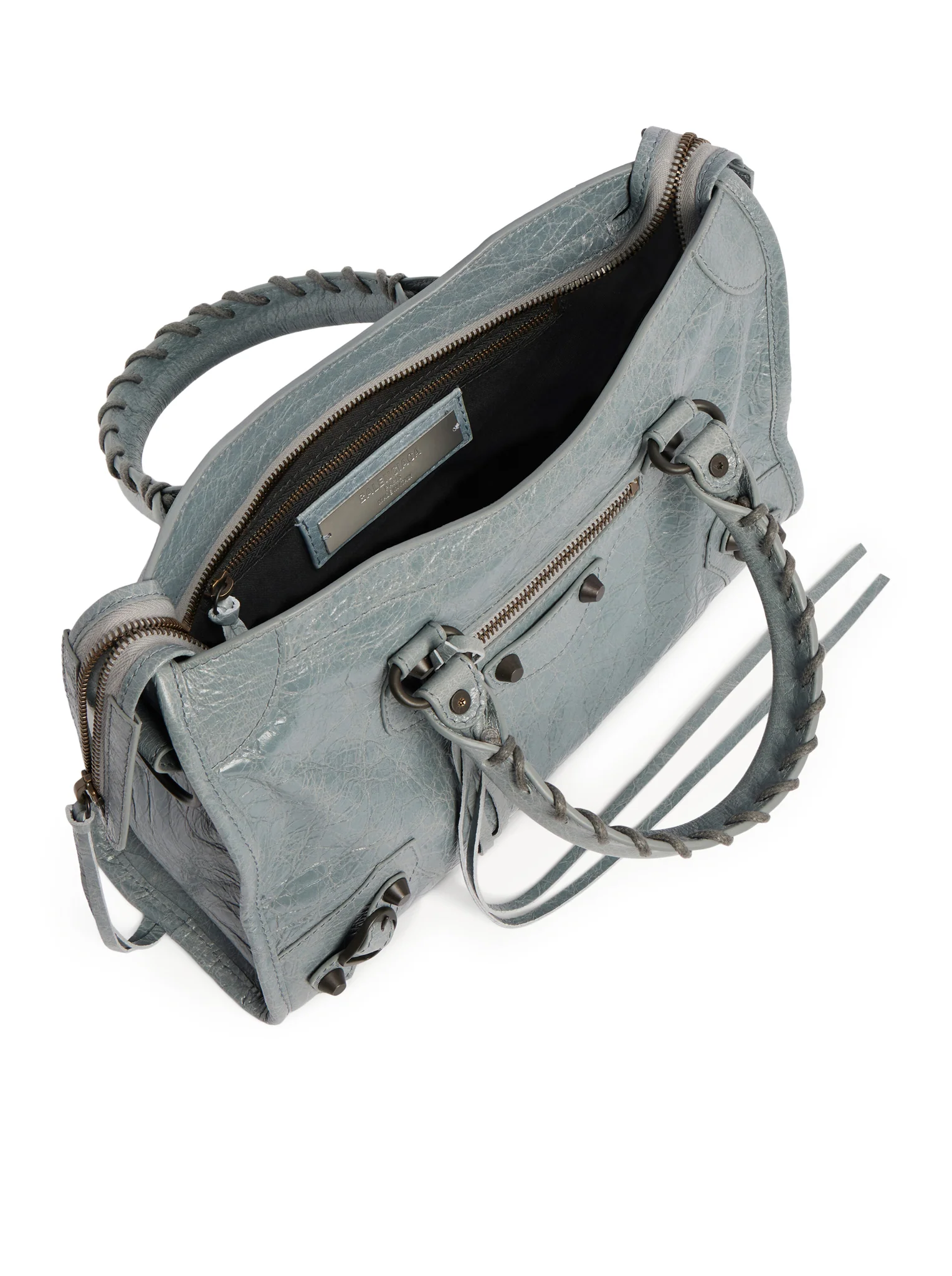LE CITY SMALL BAG IN ARENA GREY-BLUE LAMBSKIN WITH BRASS FINISHING - Image 8
