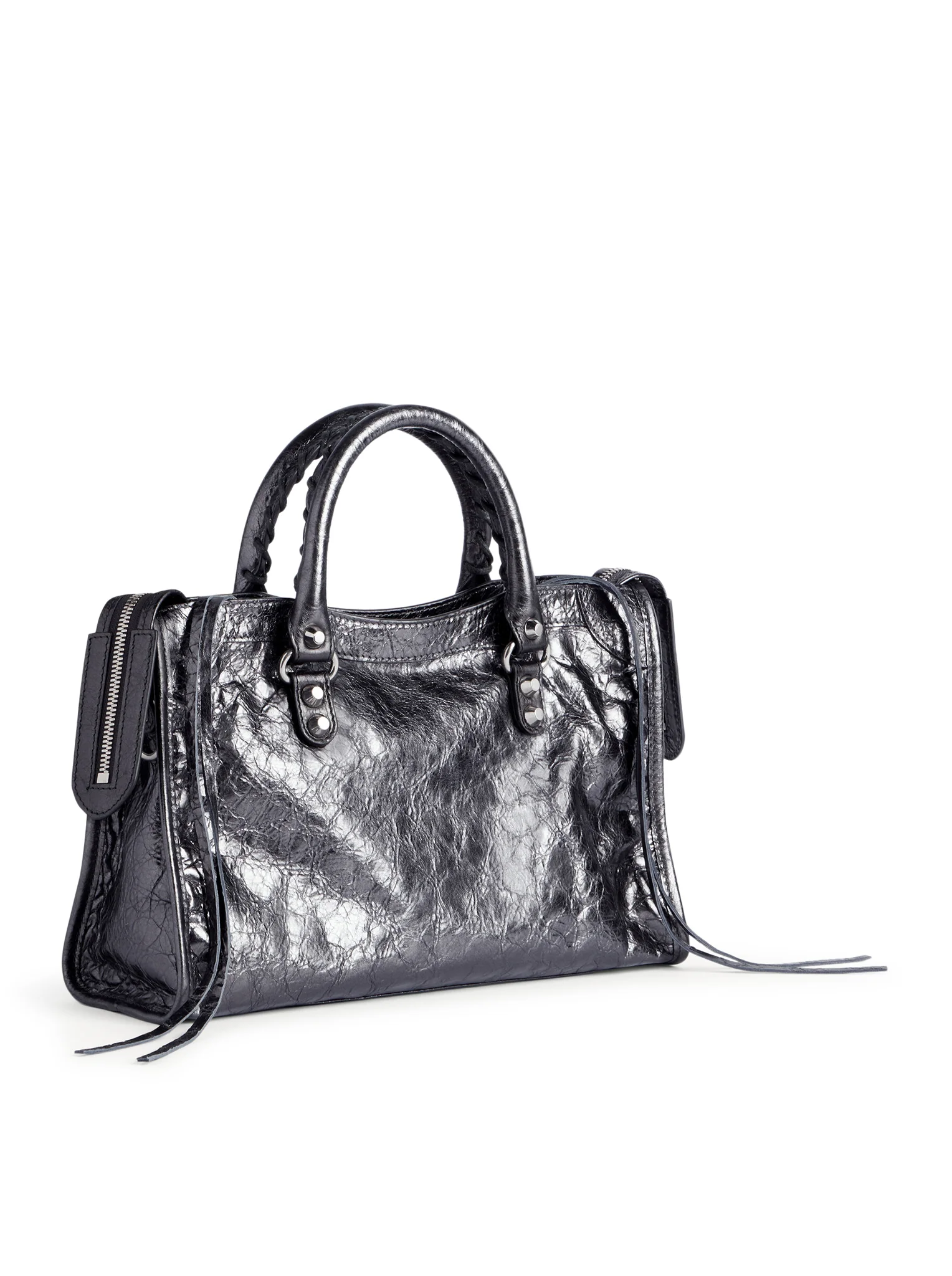 LE CITY SMALL BAG IN ARENA METALLIC LAMBSKIN WITH POLISHED SILVER FINISHES - Image 3