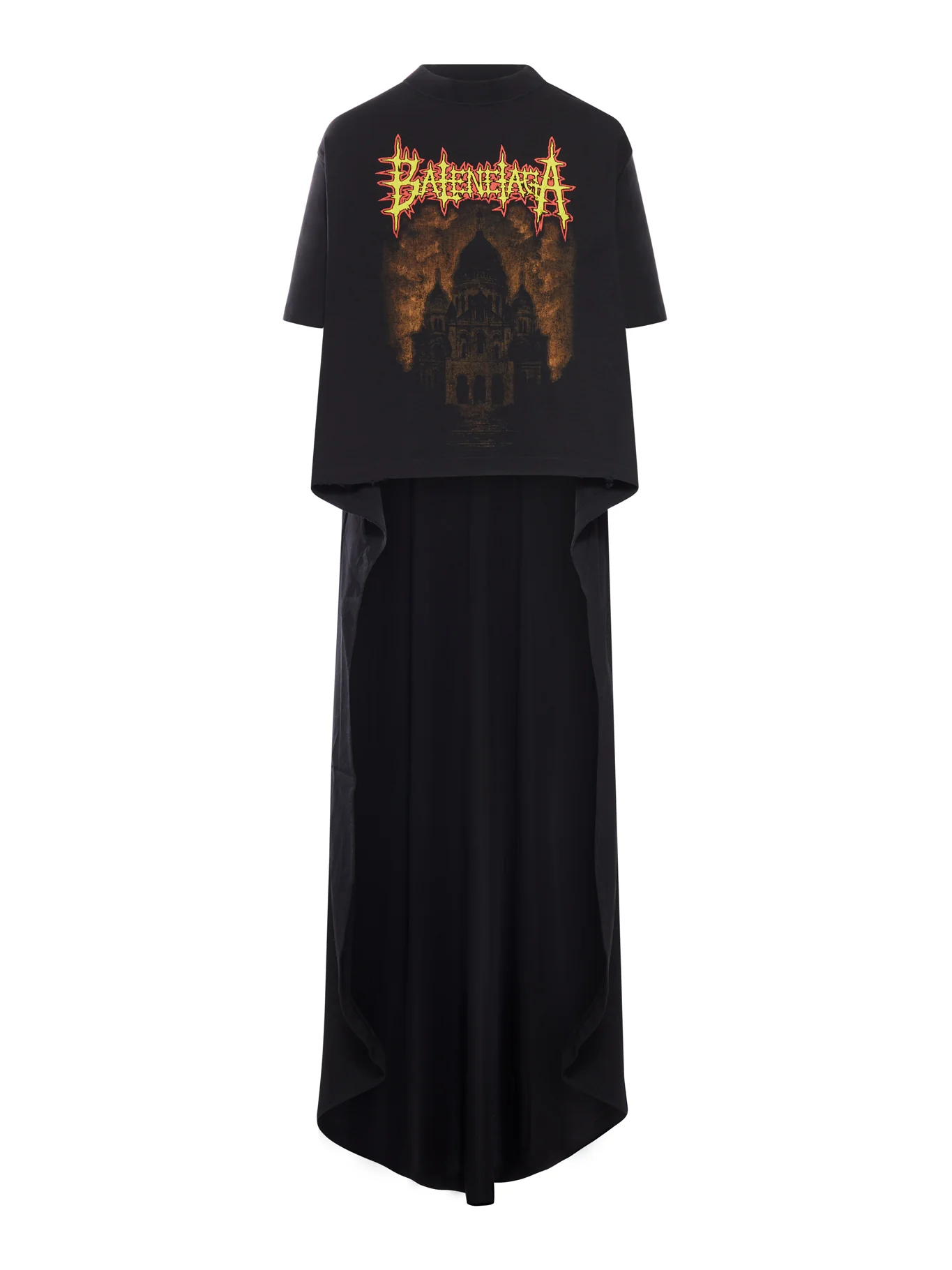 MAXI ASYMMETRIC T-SHIRT WITH FRONT PRINT