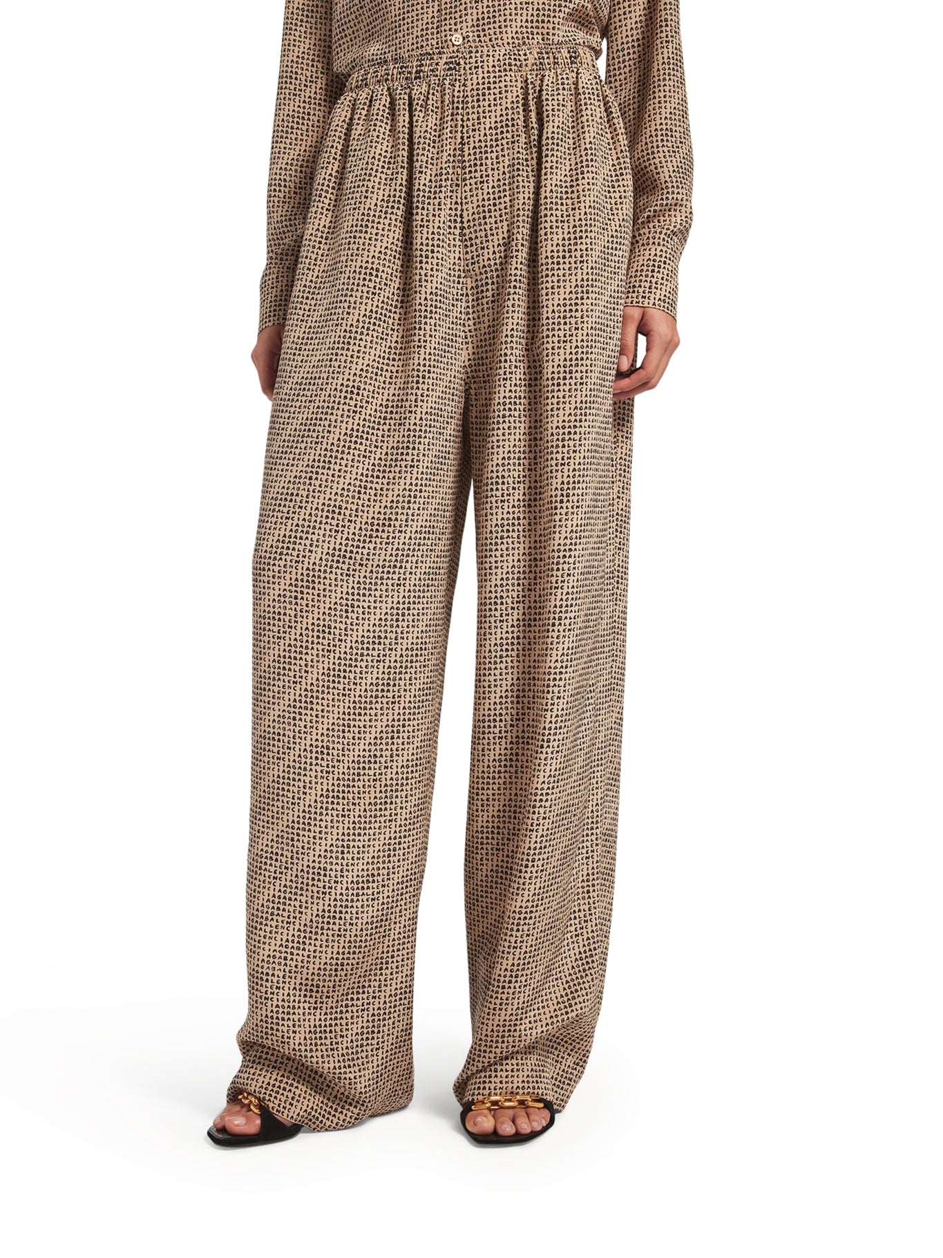MONOGRAM PANTS IN BEIGE AND BLACK SILK CREPE - Image 3