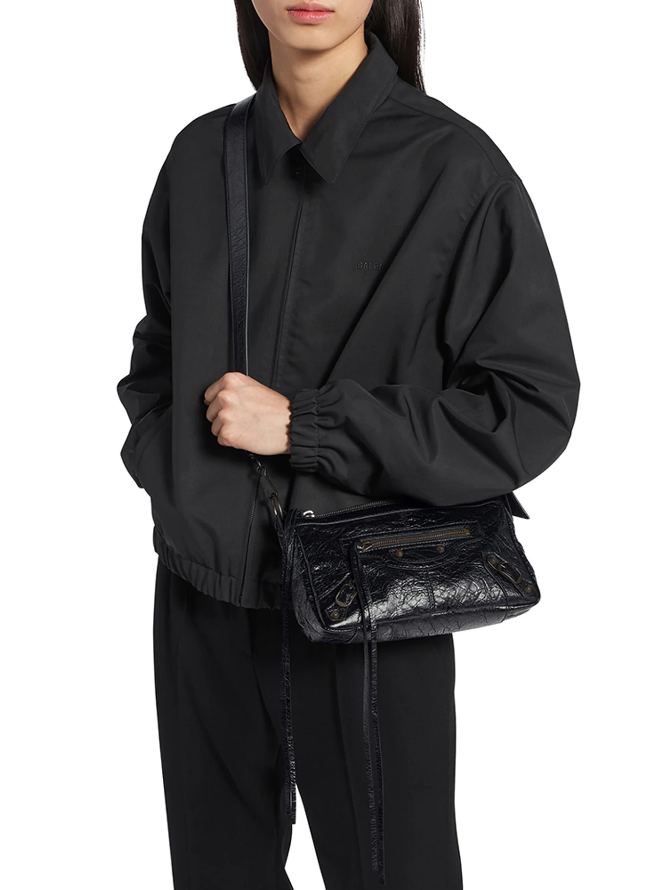 THE CITY MOTO MINI IN BLACK ARENA LAMBSKIN WITH BRASS FINISHINGS - Image 3
