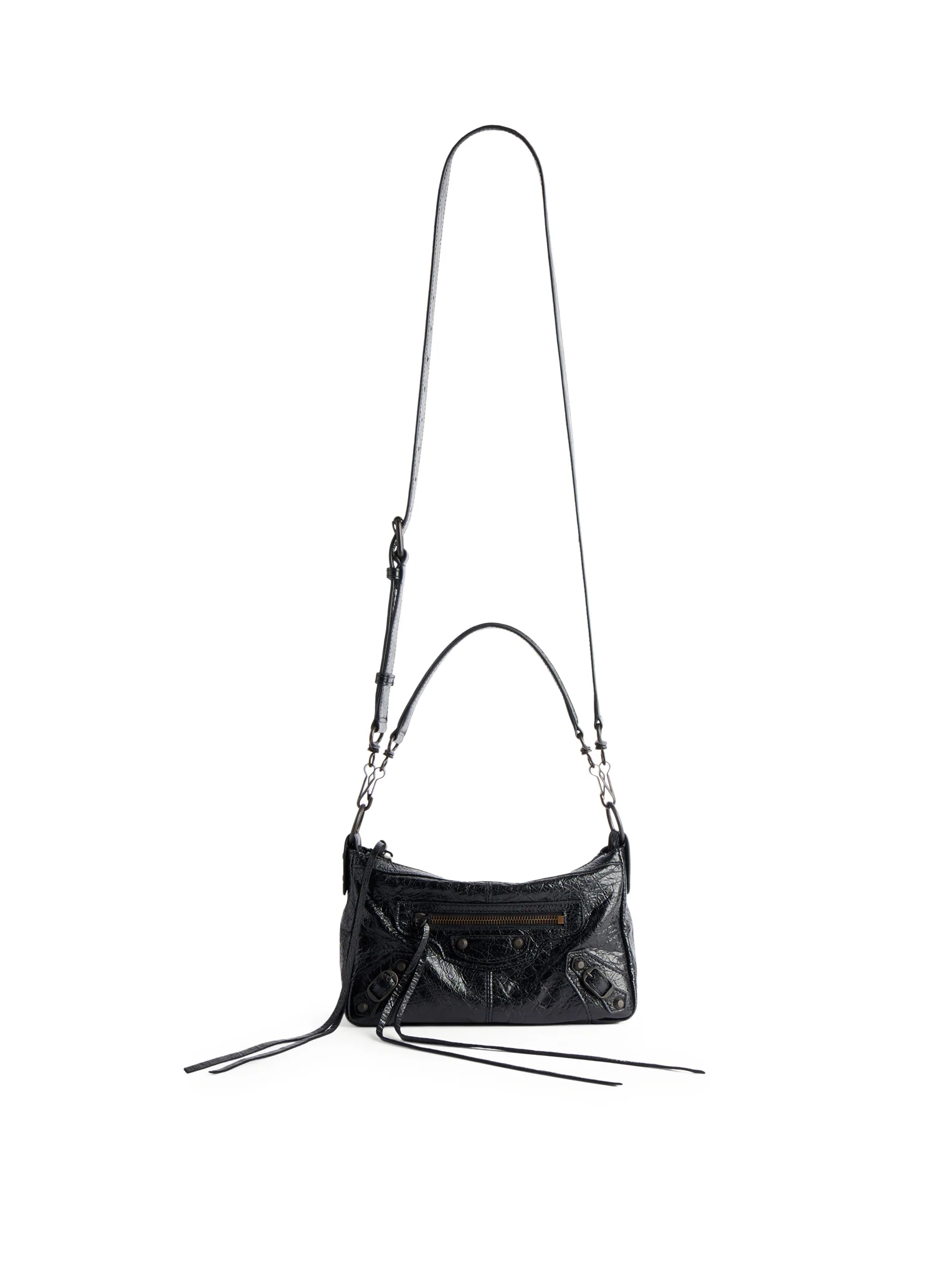 THE CITY MOTO MINI IN BLACK ARENA LAMBSKIN WITH BRASS FINISHINGS - Image 4