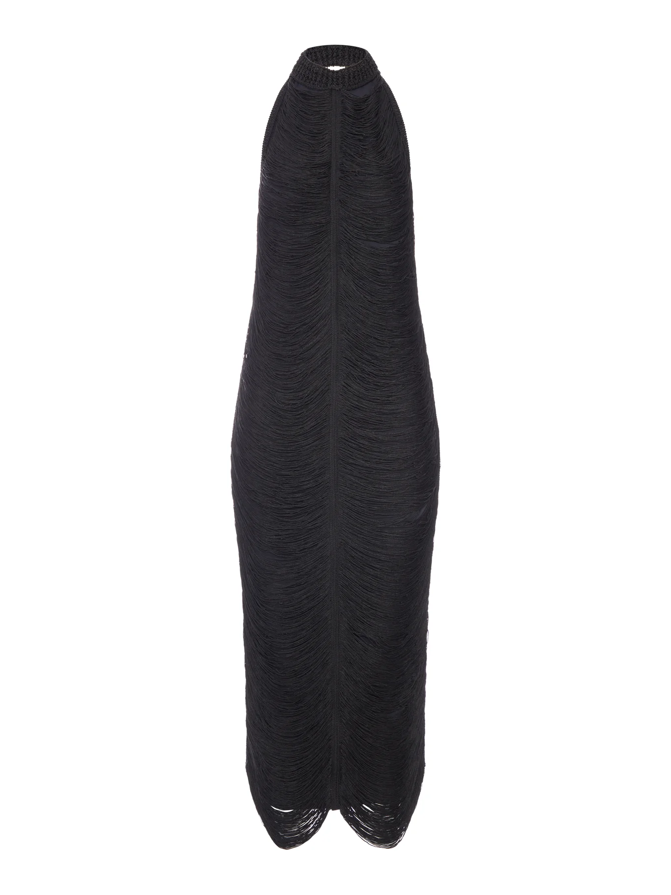 BERYL LONG DRESS WITH FRINGES AND HALTER NECKLINE