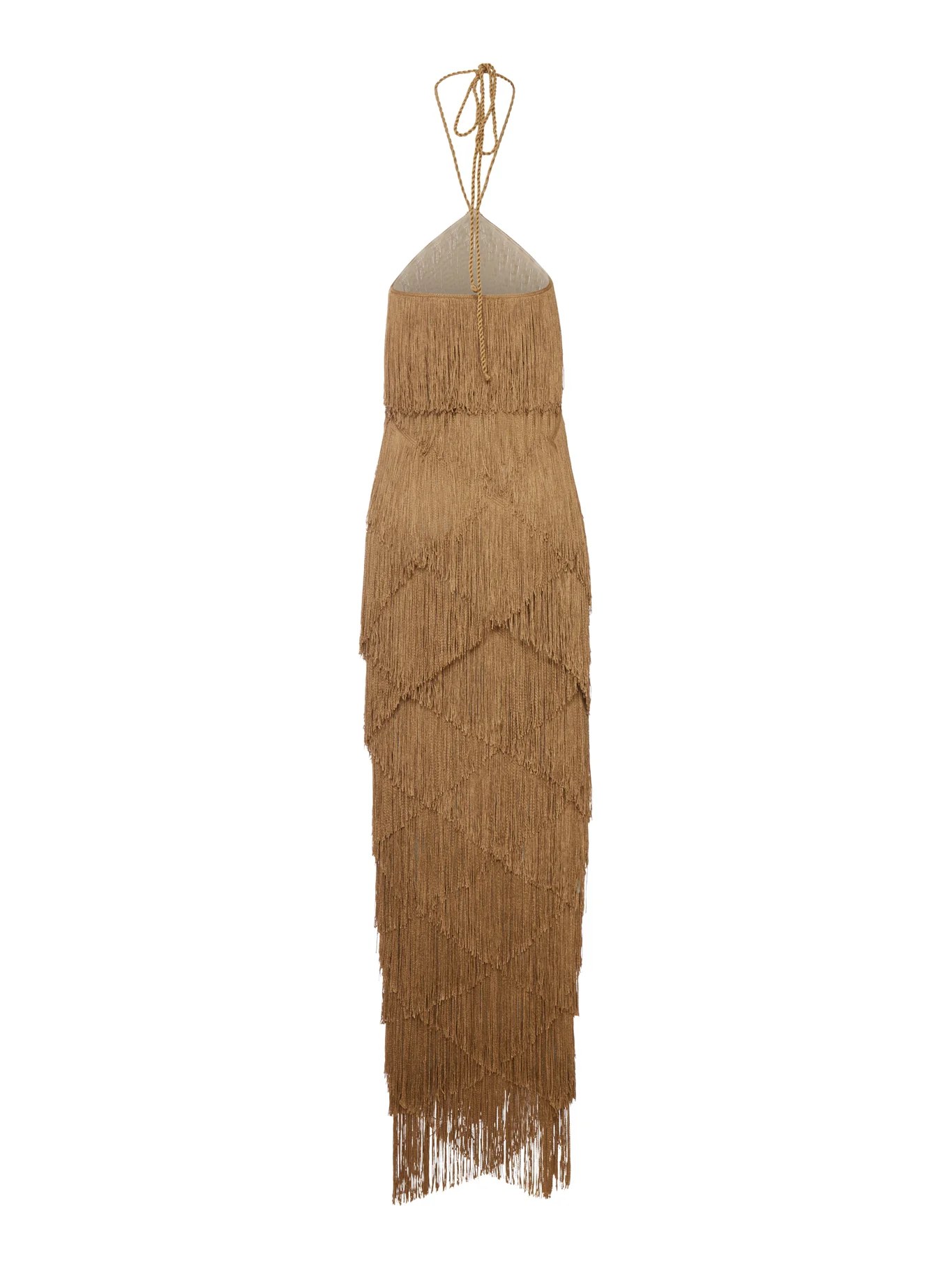 LONG HALTER DRESS WITH FRINGES - Image 2