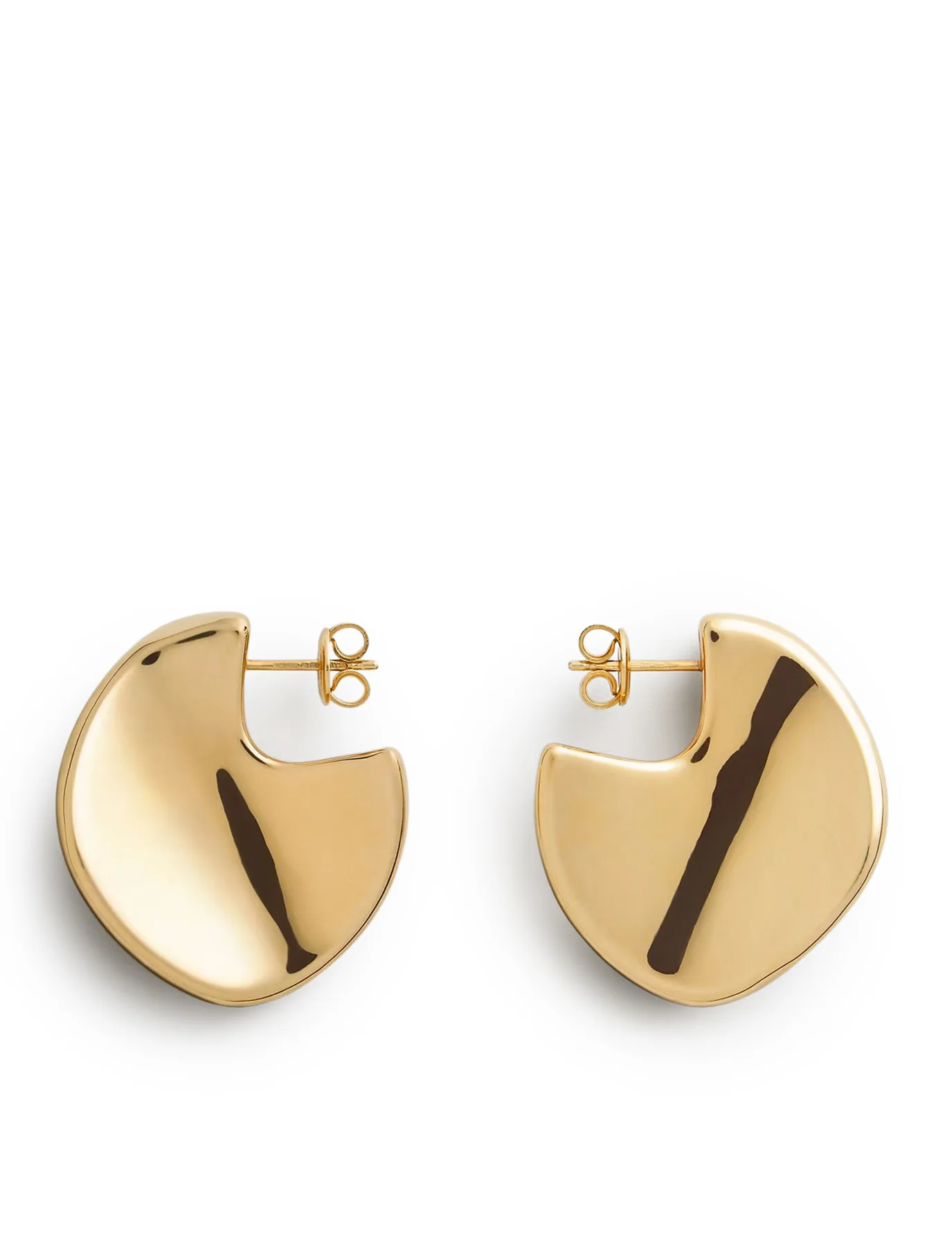 GEOMETRIC DESIGN SILVER EARRINGS WITH GOLD FINISH