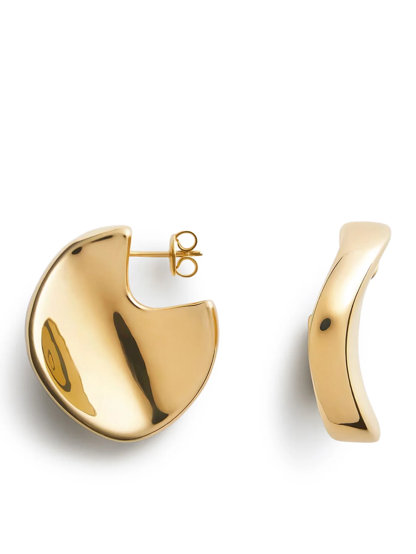 GEOMETRIC DESIGN SILVER EARRINGS WITH GOLD FINISH - Image 2