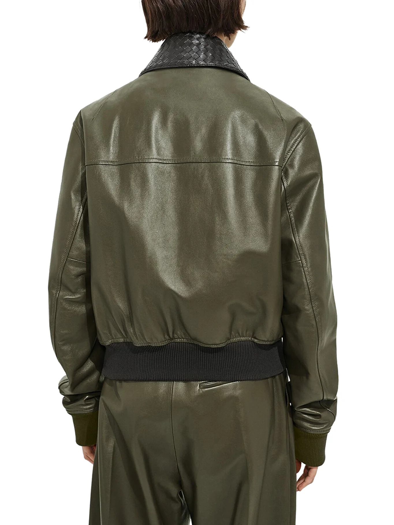 GLOSSY LAMBSKIN JACKET WITH A DETACHABLE BRAIDED COLLAR - Image 4