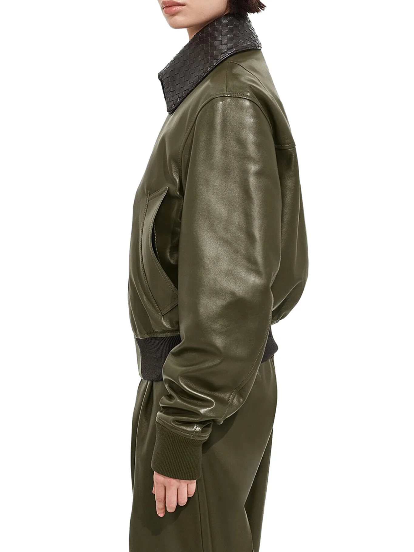 GLOSSY LAMBSKIN JACKET WITH A DETACHABLE BRAIDED COLLAR - Image 5