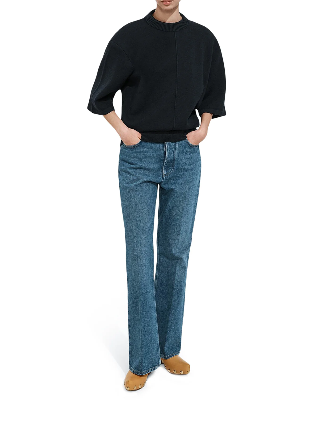 MEDIUM INDIGO WASH FLARED JEANS - Image 2