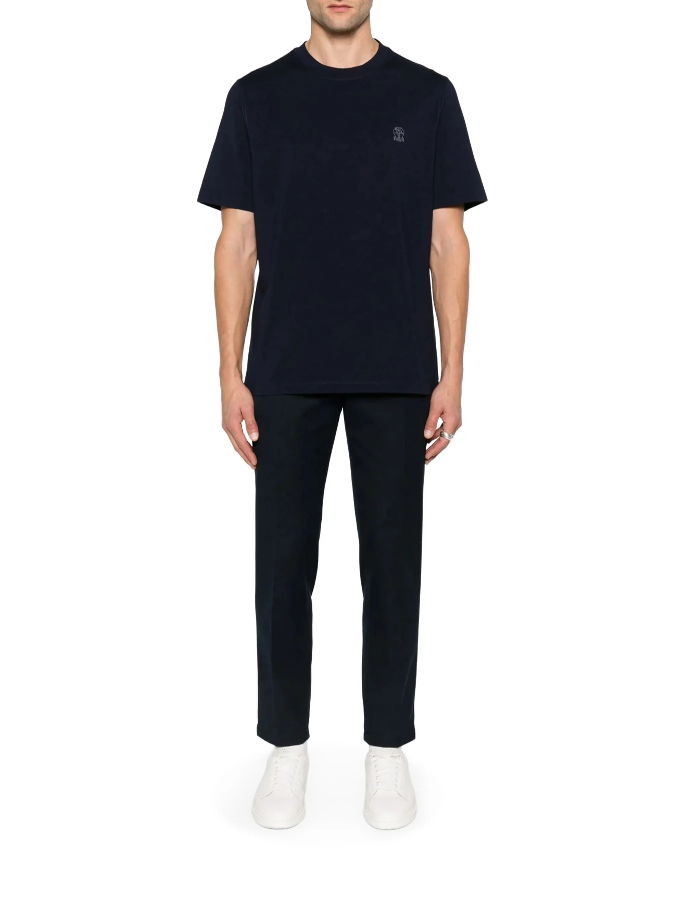 COTTON T-SHIRT WITH CONTRASTING LOGO PRINT - Image 2