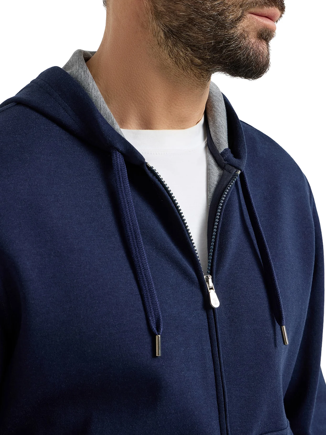 DOUBLE COTTON, CASHMERE AND SILK SWEATSHIRT TOPWEAR WITH ZIP AND HOOD - Image 4