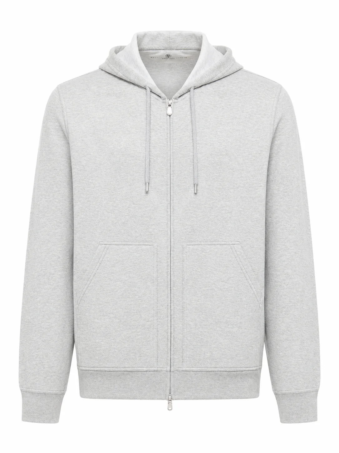 DOUBLE COTTON, CASHMERE AND SILK SWEATSHIRT TOPWEAR WITH ZIP AND HOOD