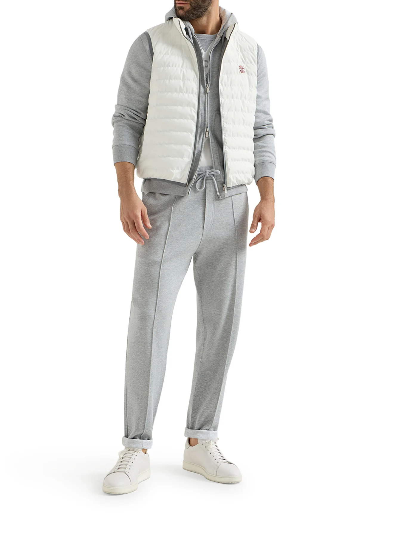 DOUBLE COTTON, CASHMERE AND SILK SWEATSHIRT TOPWEAR WITH ZIP AND HOOD - Image 2