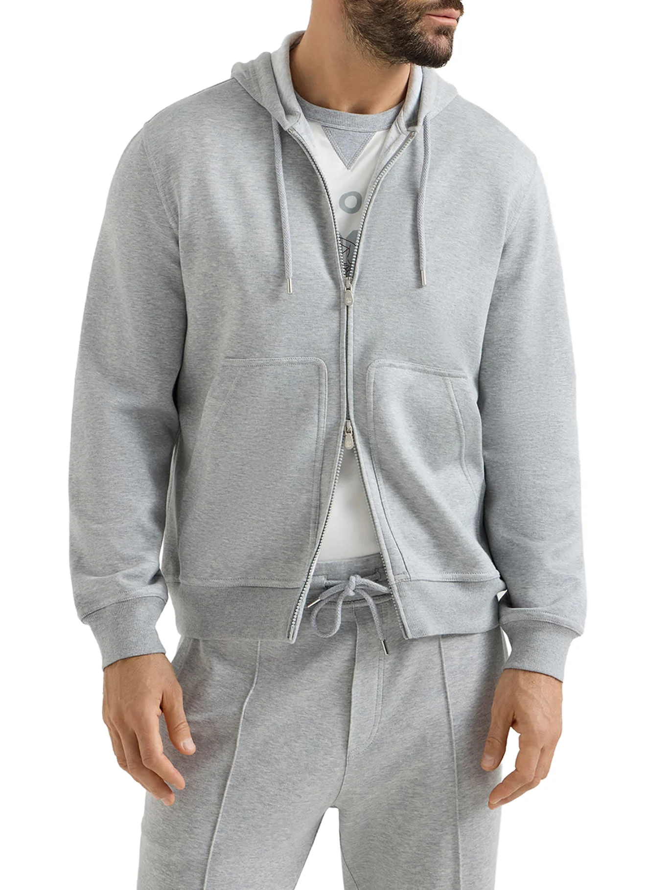 DOUBLE COTTON, CASHMERE AND SILK SWEATSHIRT TOPWEAR WITH ZIP AND HOOD - Image 3