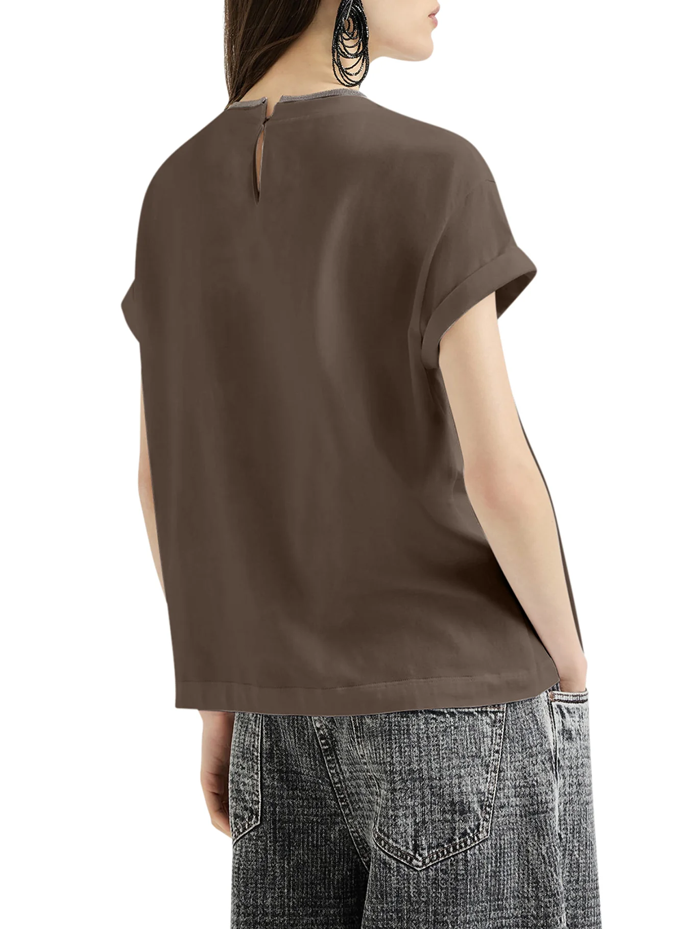 JERSEY T-SHIRT WITH PRECIOUS FAUX LAYERING - Image 4