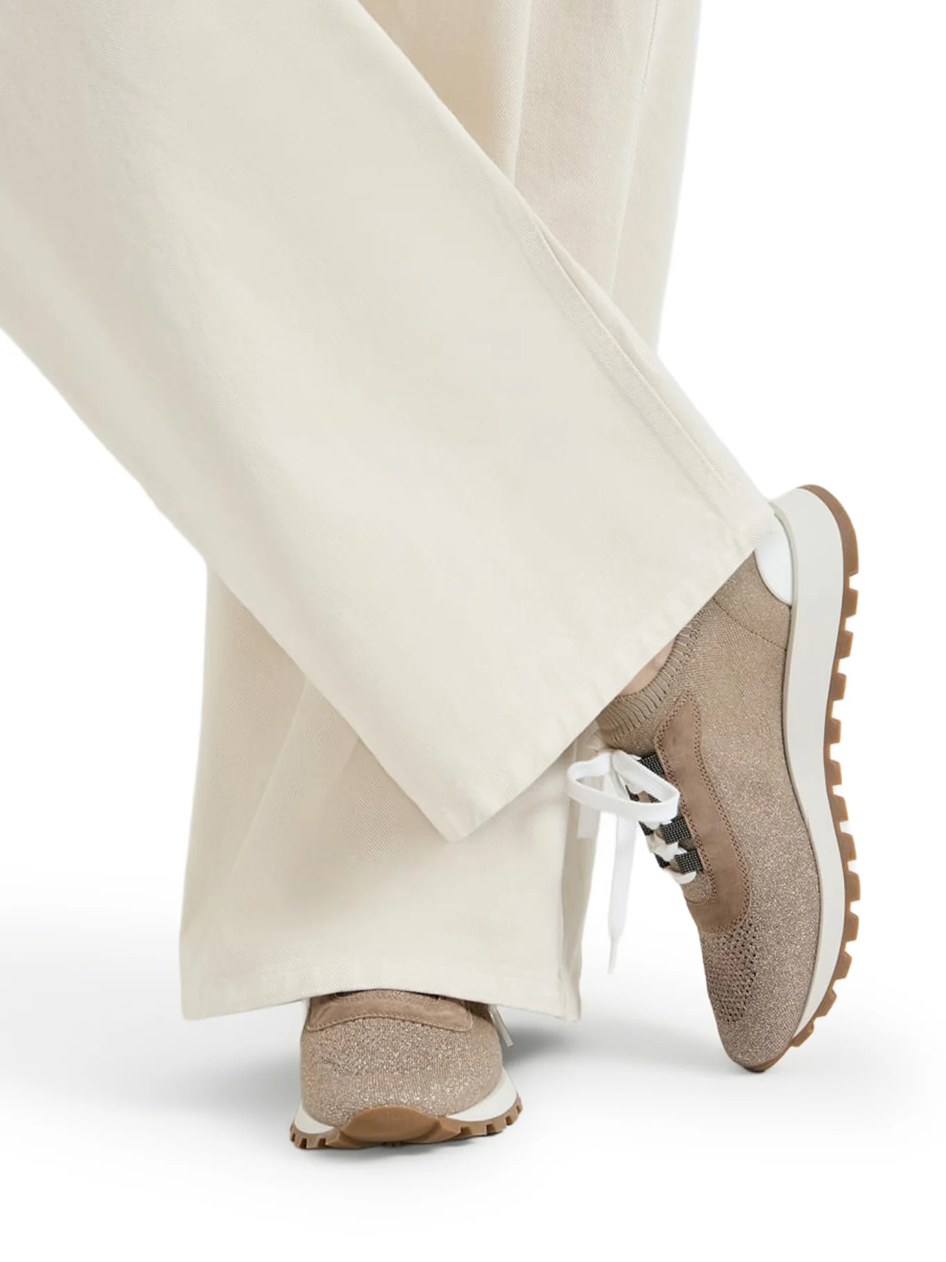 SPARKLING SUEDE AND COTTON MESH RUNNERS WITH SHINY EYELETS - Image 2