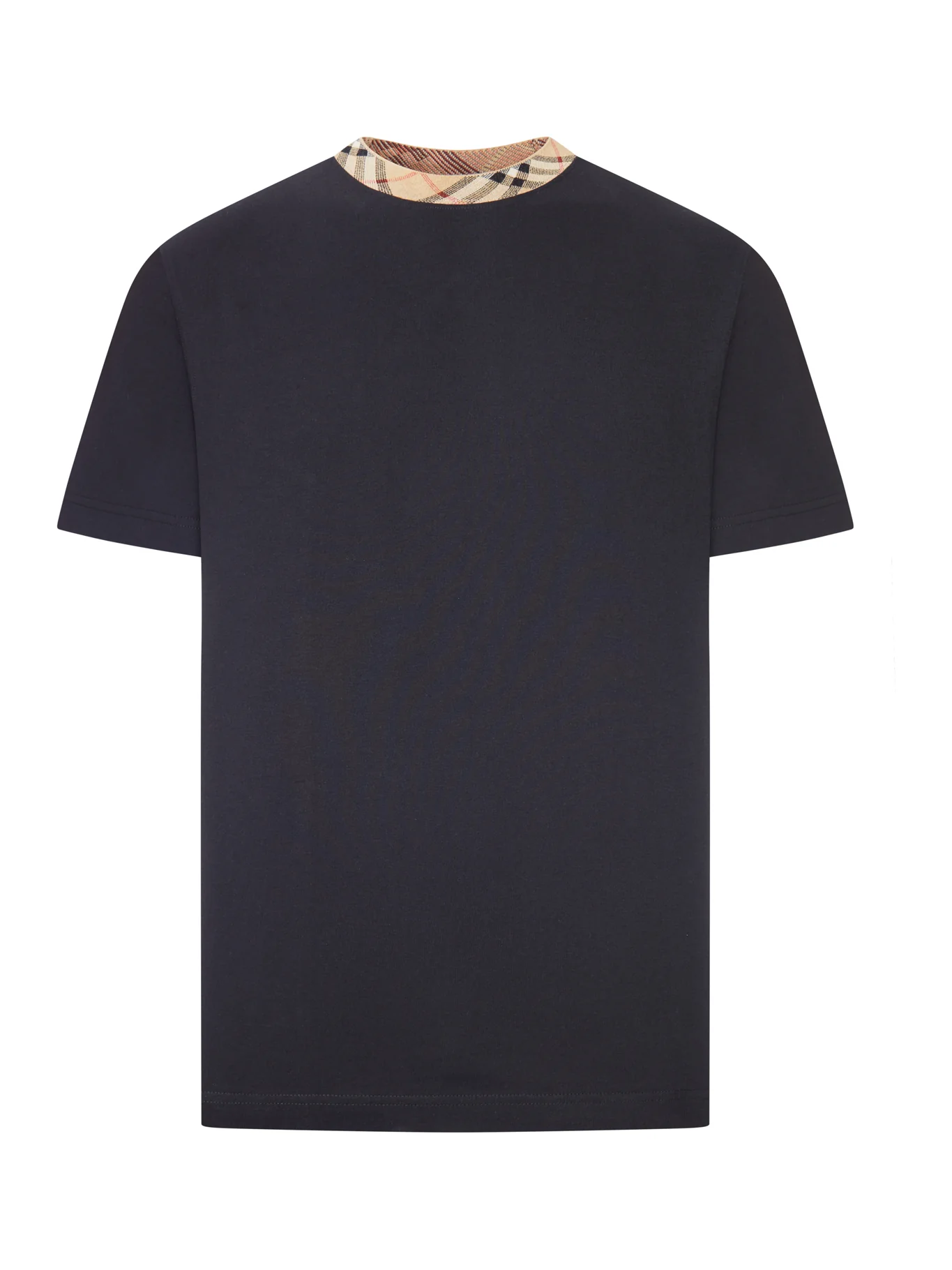 COTTON T-SHIRT WITH CHECKED TRIM