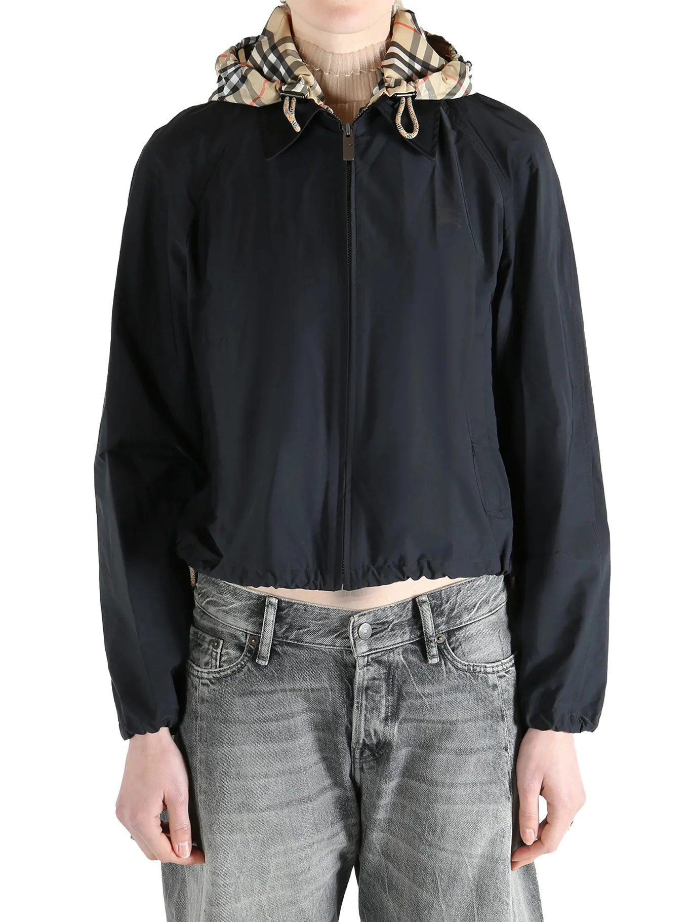 CROP JACKET WITH HOOD AND CHECK DETAILS - Image 2