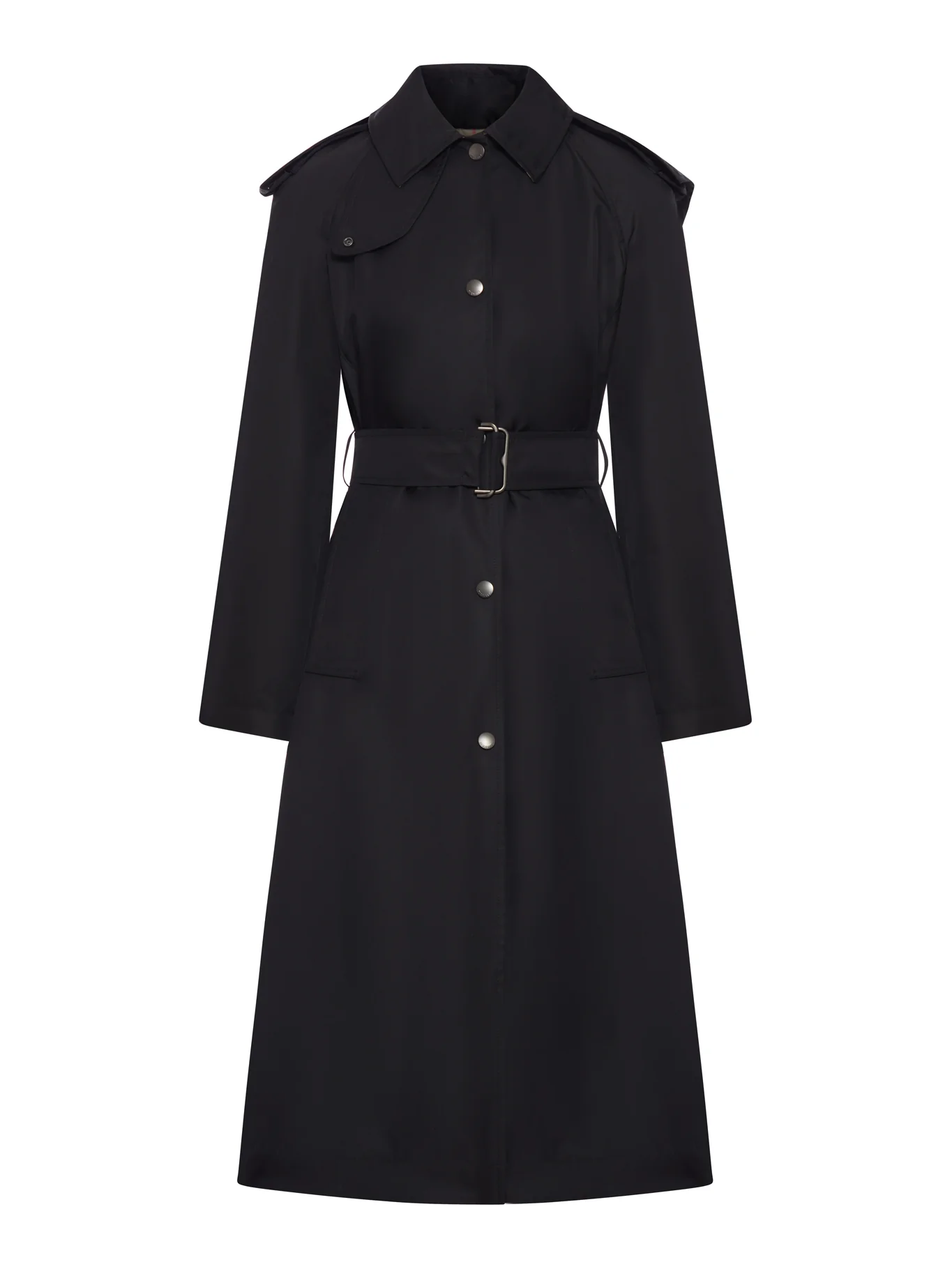 LONG NYLON CAR COAT WITH HOOD
