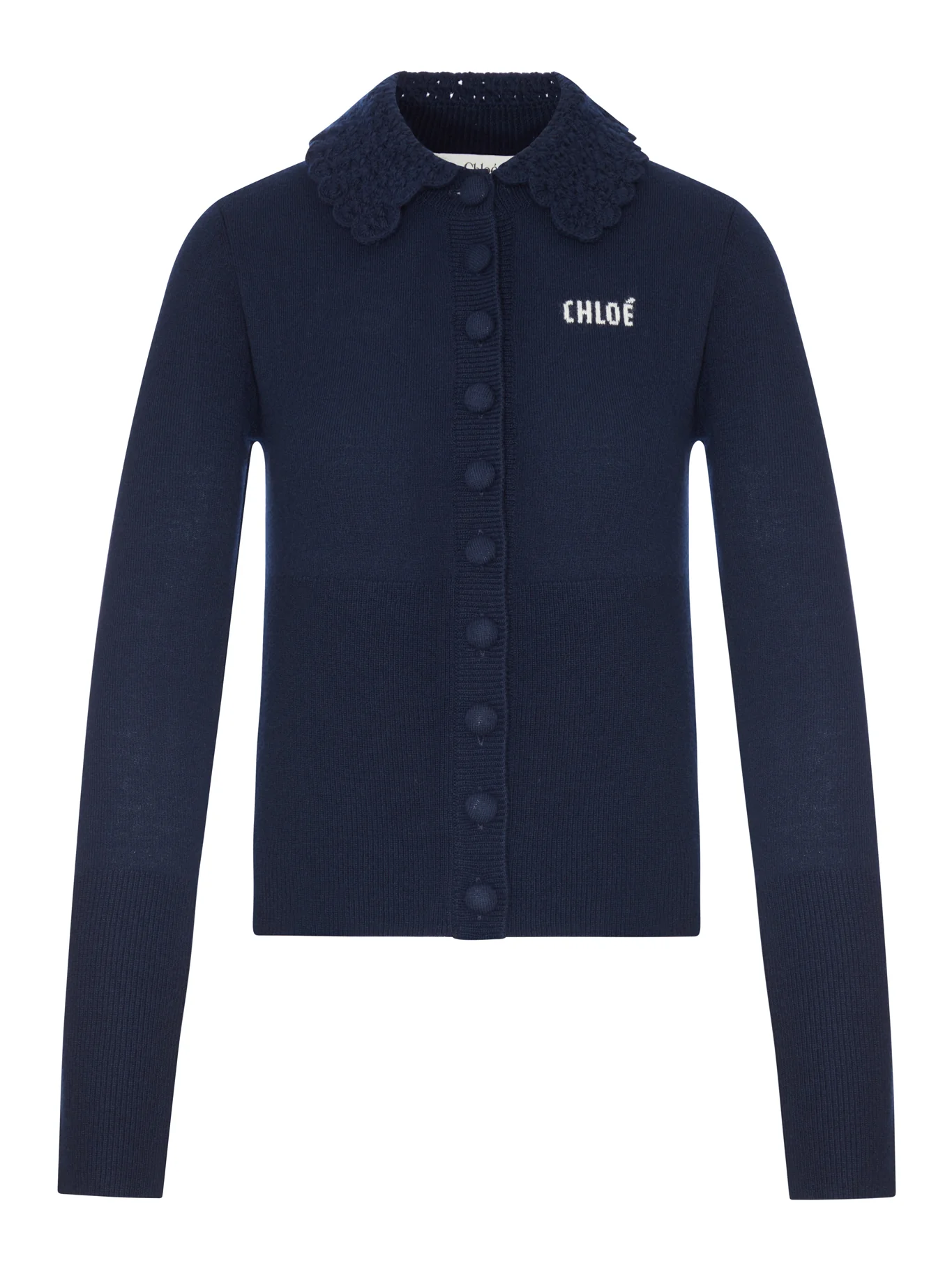 FITTED LOGO CARDIGAN IN A WOOL KNIT
