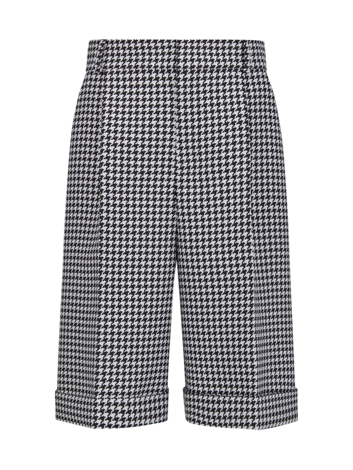 BERMUDA in black and white wool and silk Twill with micro houndstooth motif - Image 2