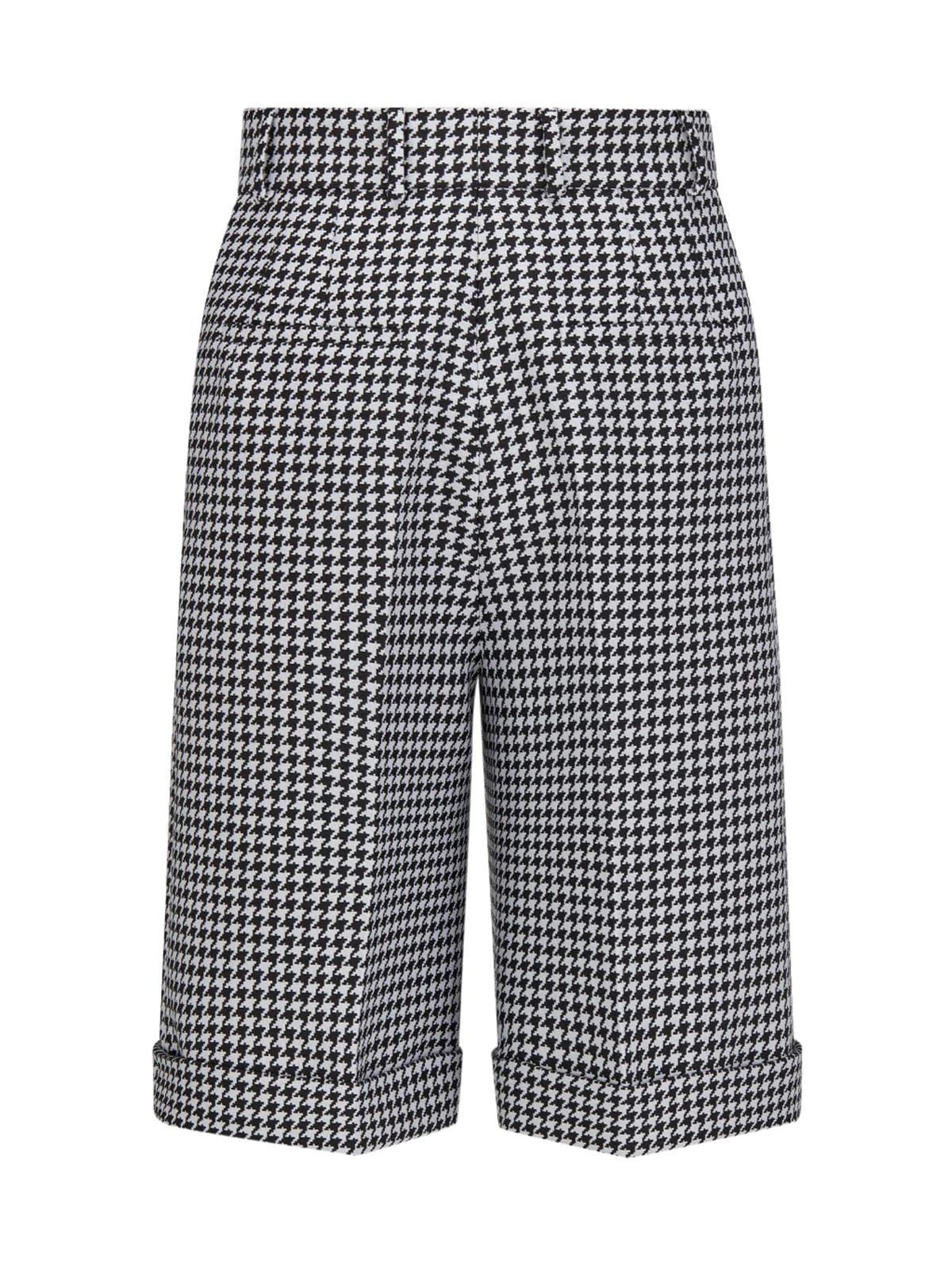 BERMUDA in black and white wool and silk Twill with micro houndstooth motif - Image 6