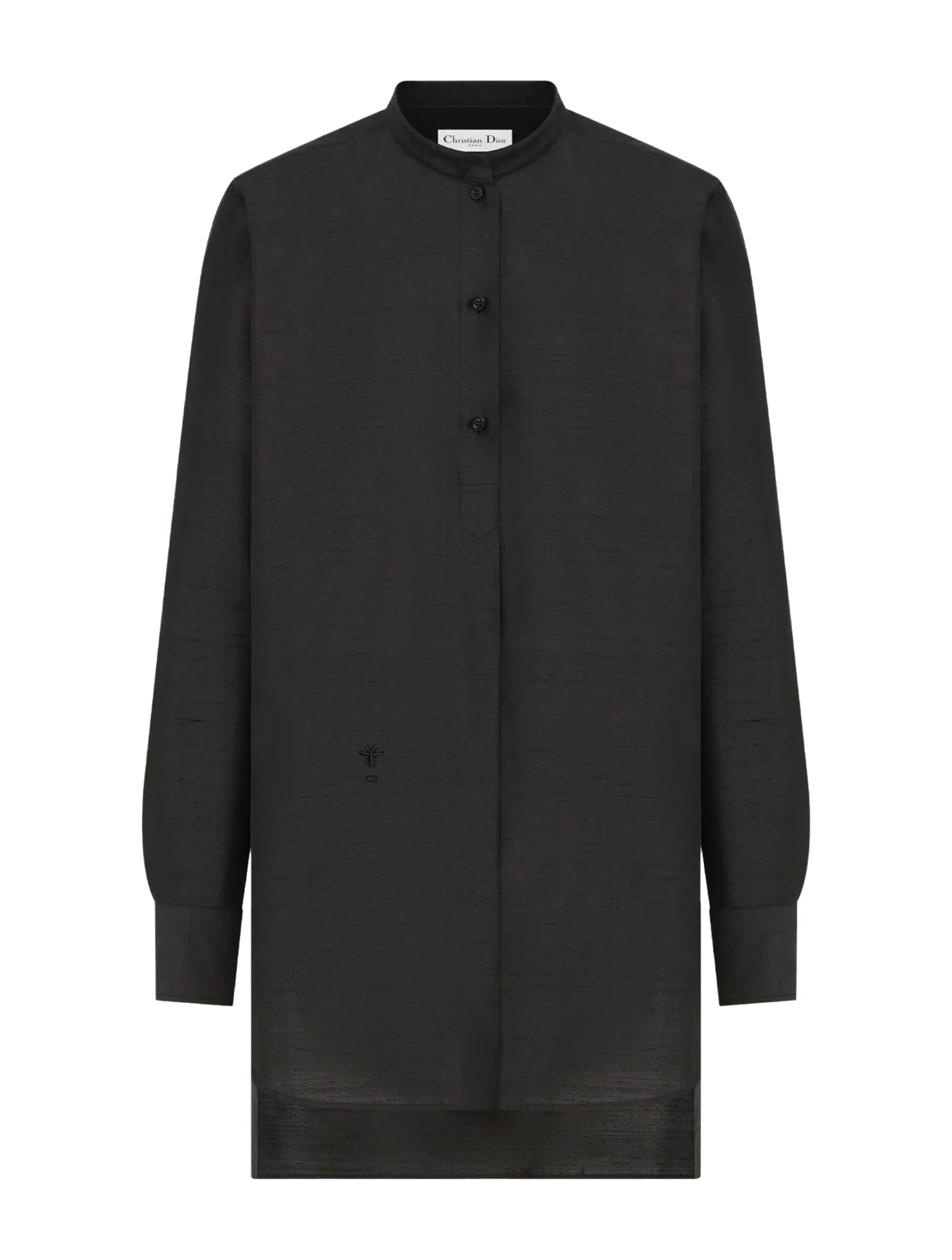 BLOUSE Black lightweight shantung silk
