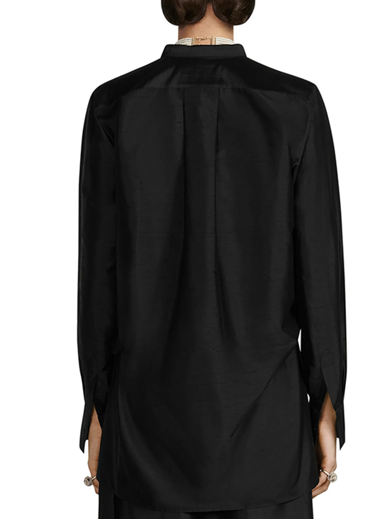 BLOUSE Black lightweight shantung silk - Image 4