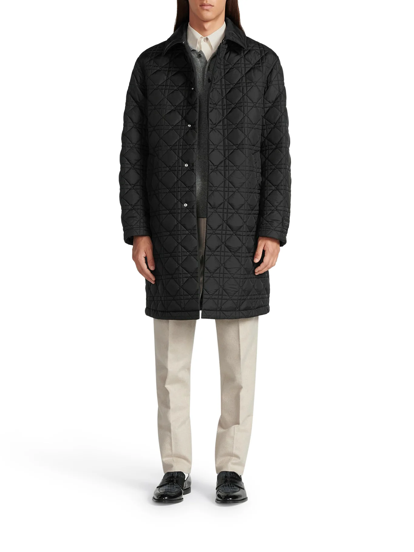 COAT Navy blue silk blend canvas - Image 2