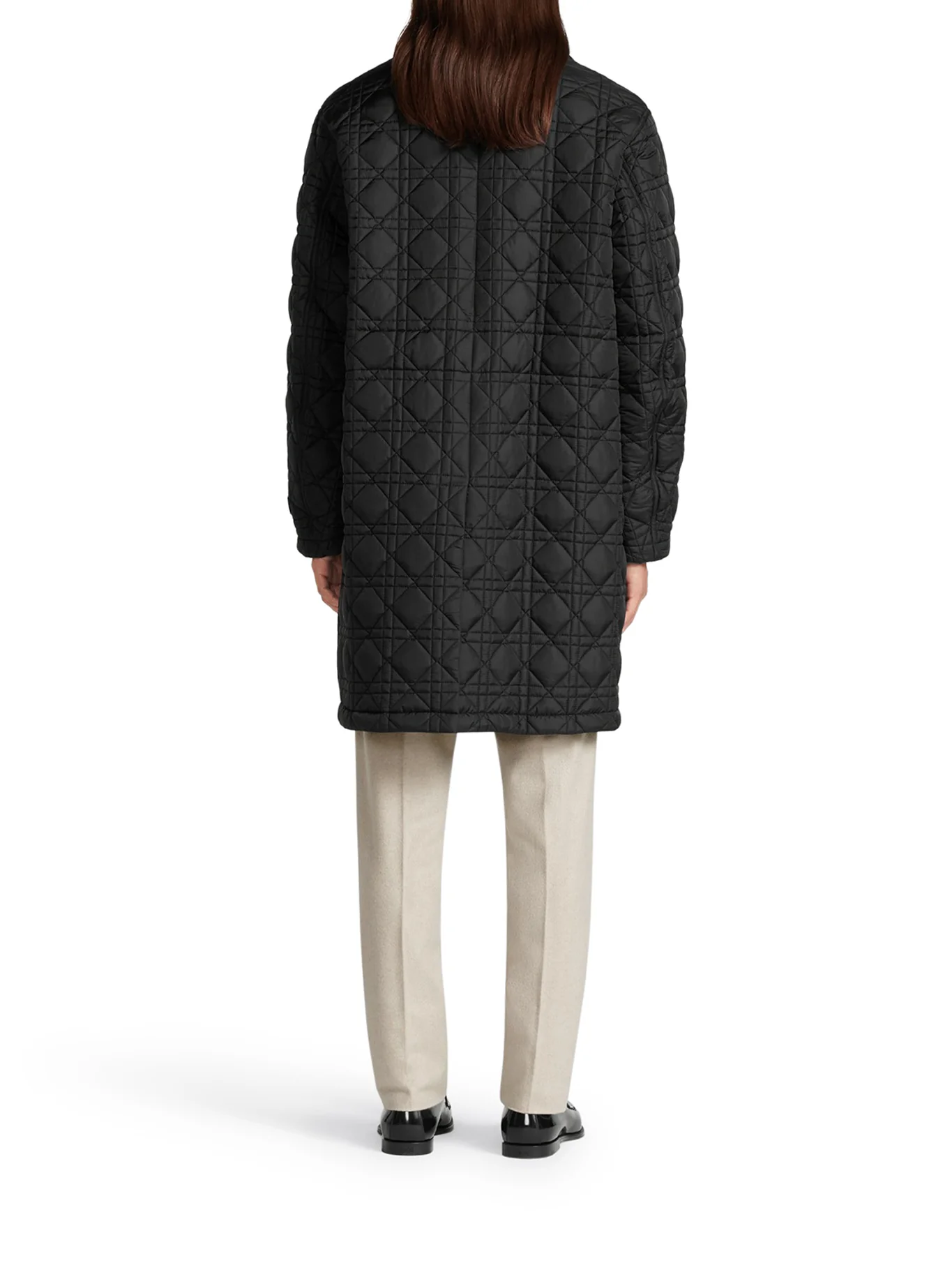 COAT Navy blue silk blend canvas - Image 4