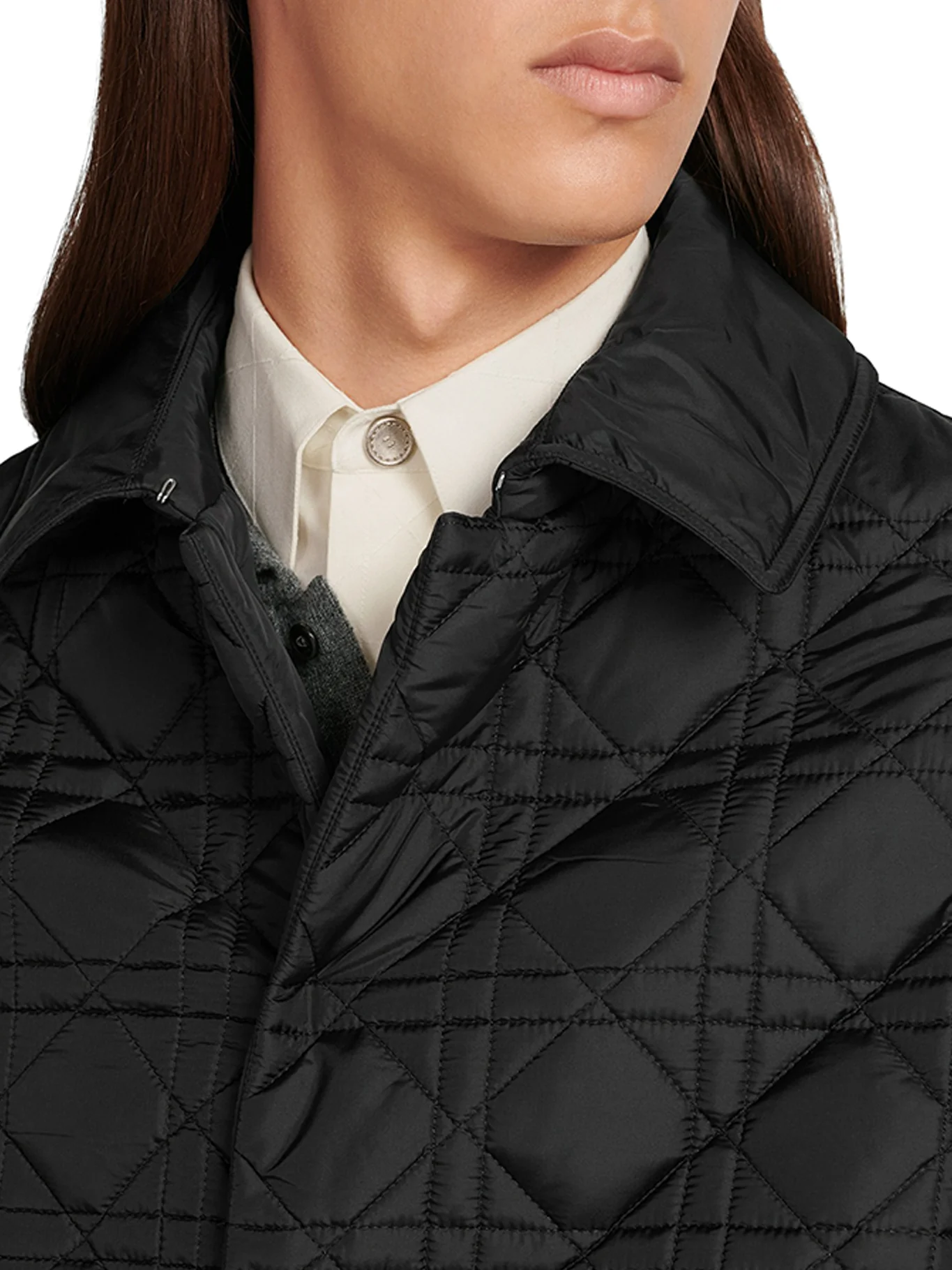 COAT Navy blue silk blend canvas - Image 6