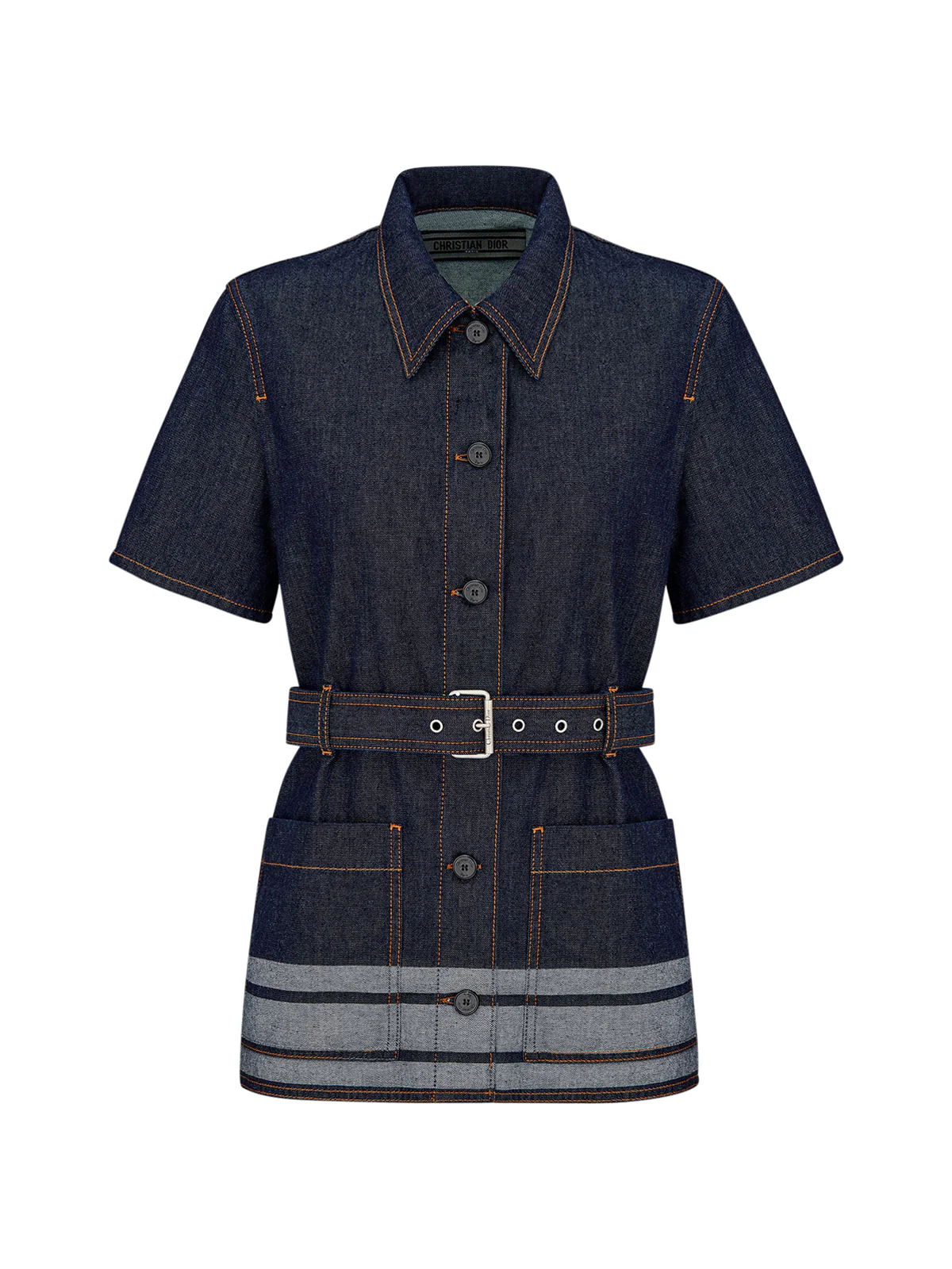 COUTURE SHORT SLEEVE JACKET IN DENIM WITH BELT - Image 2