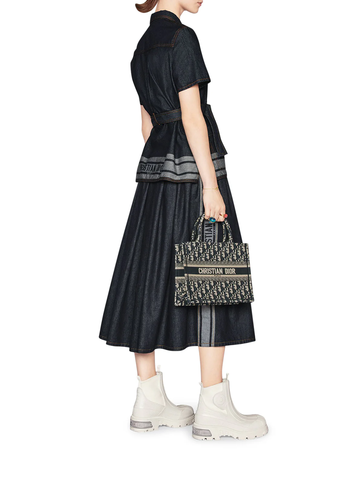 COUTURE SHORT SLEEVE JACKET IN DENIM WITH BELT - Image 4