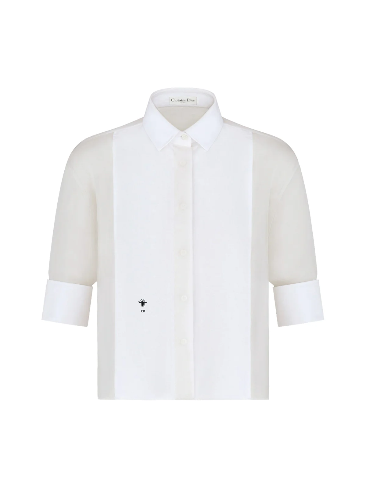 CROPPED BLOUSE WITH INTEGRATED PLASTRON - Image 2