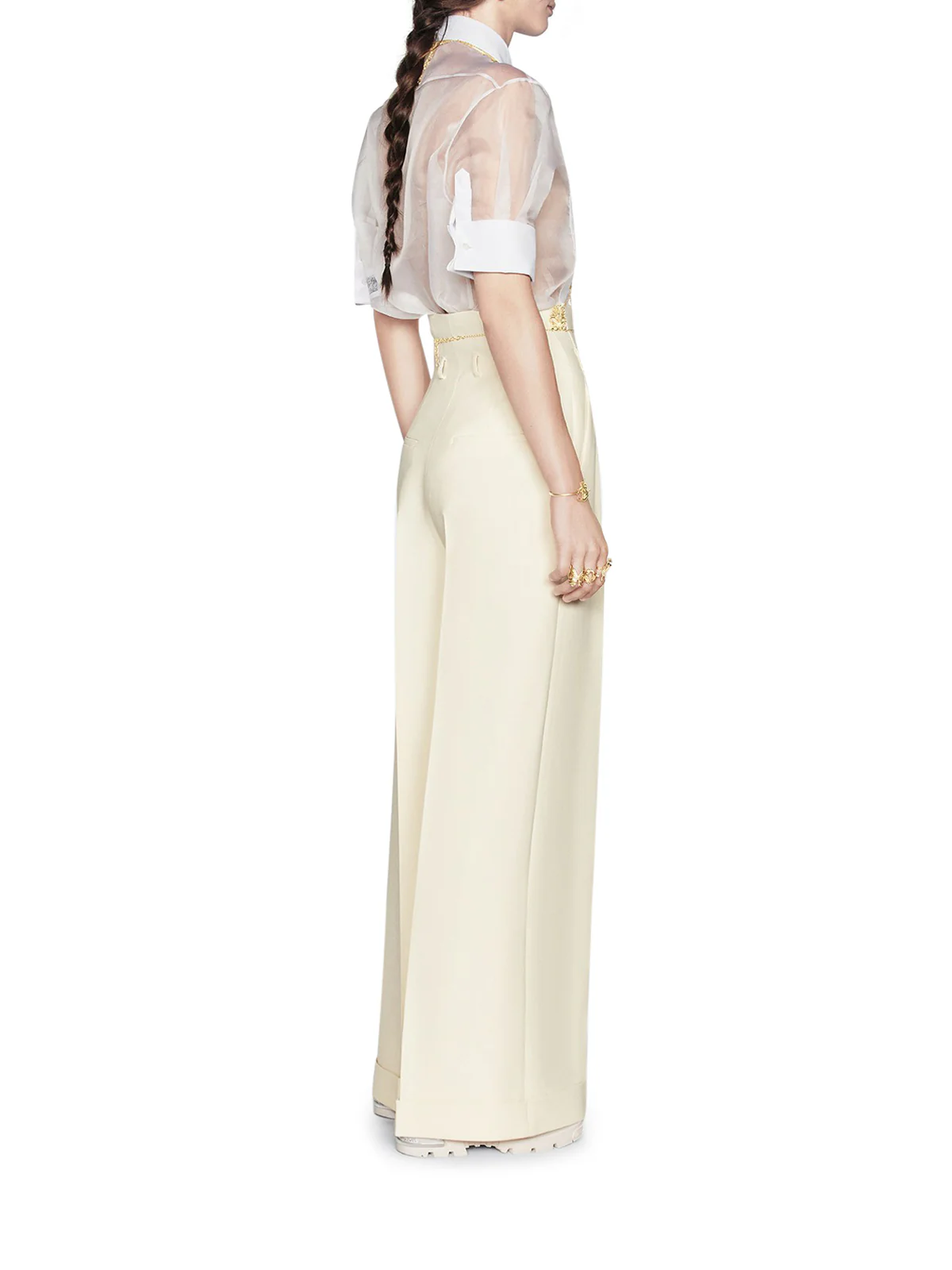 CROPPED BLOUSE WITH INTEGRATED PLASTRON - Image 3