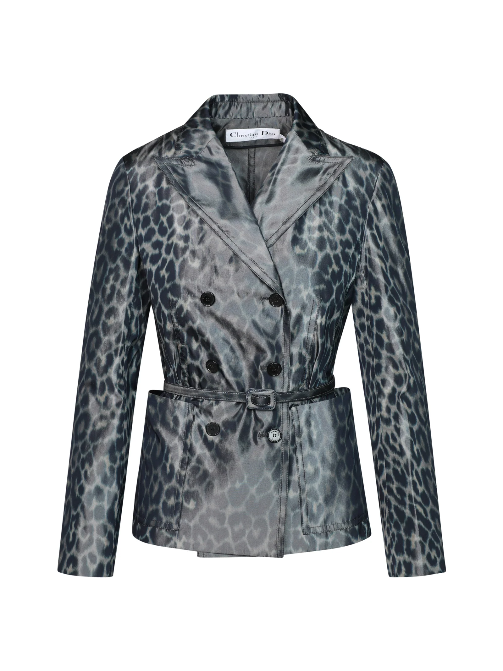 Double-breasted jacket in synthetic fabric