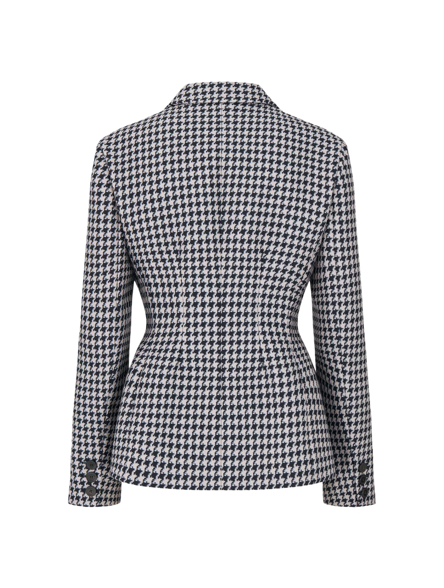 jacket in blue and white virgin wool and houndstooth silk - Image 2
