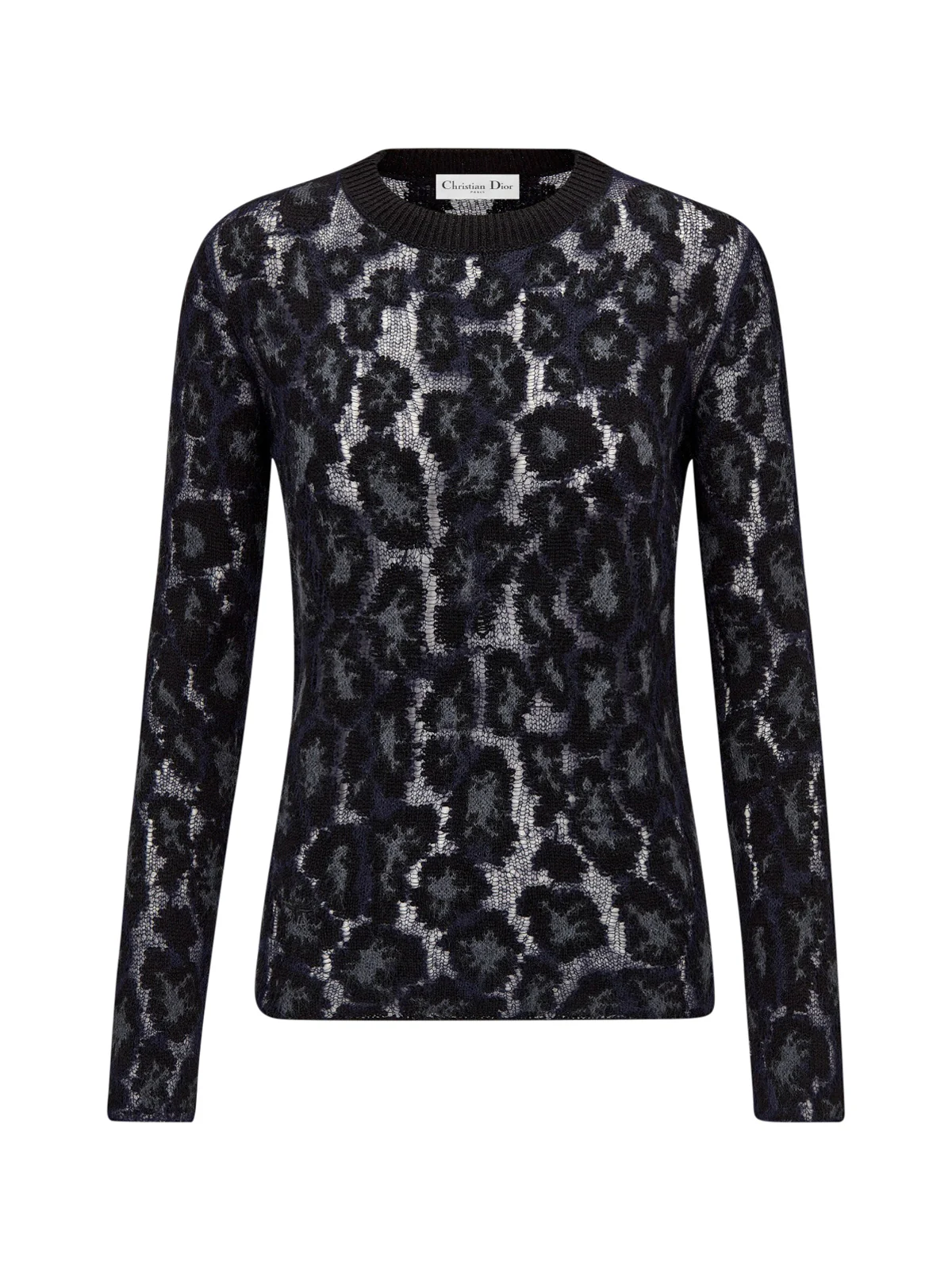 Mizza blue and gray perforated cashmere sweater - Image 2