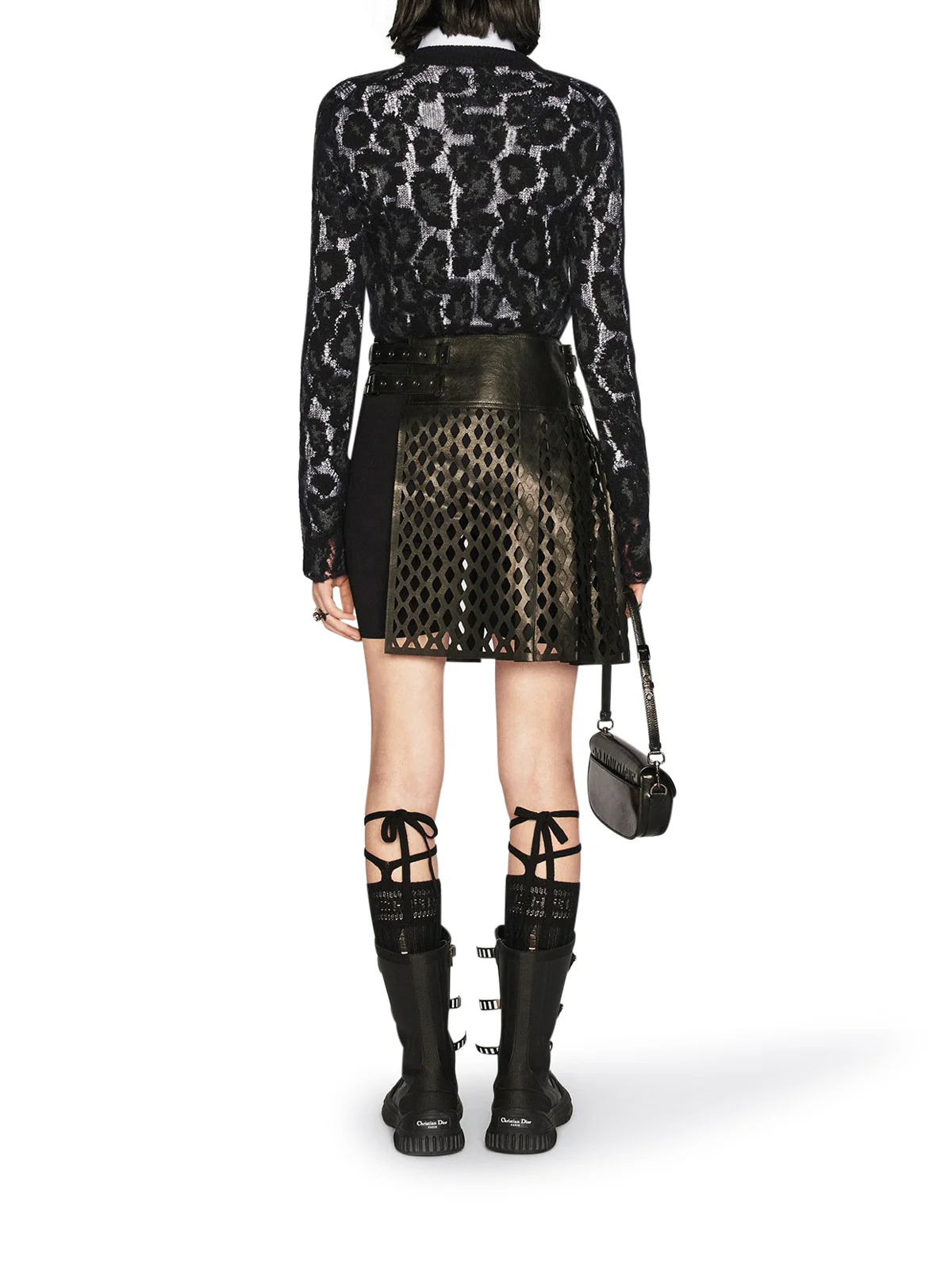 Mizza blue and gray perforated cashmere sweater - Image 5