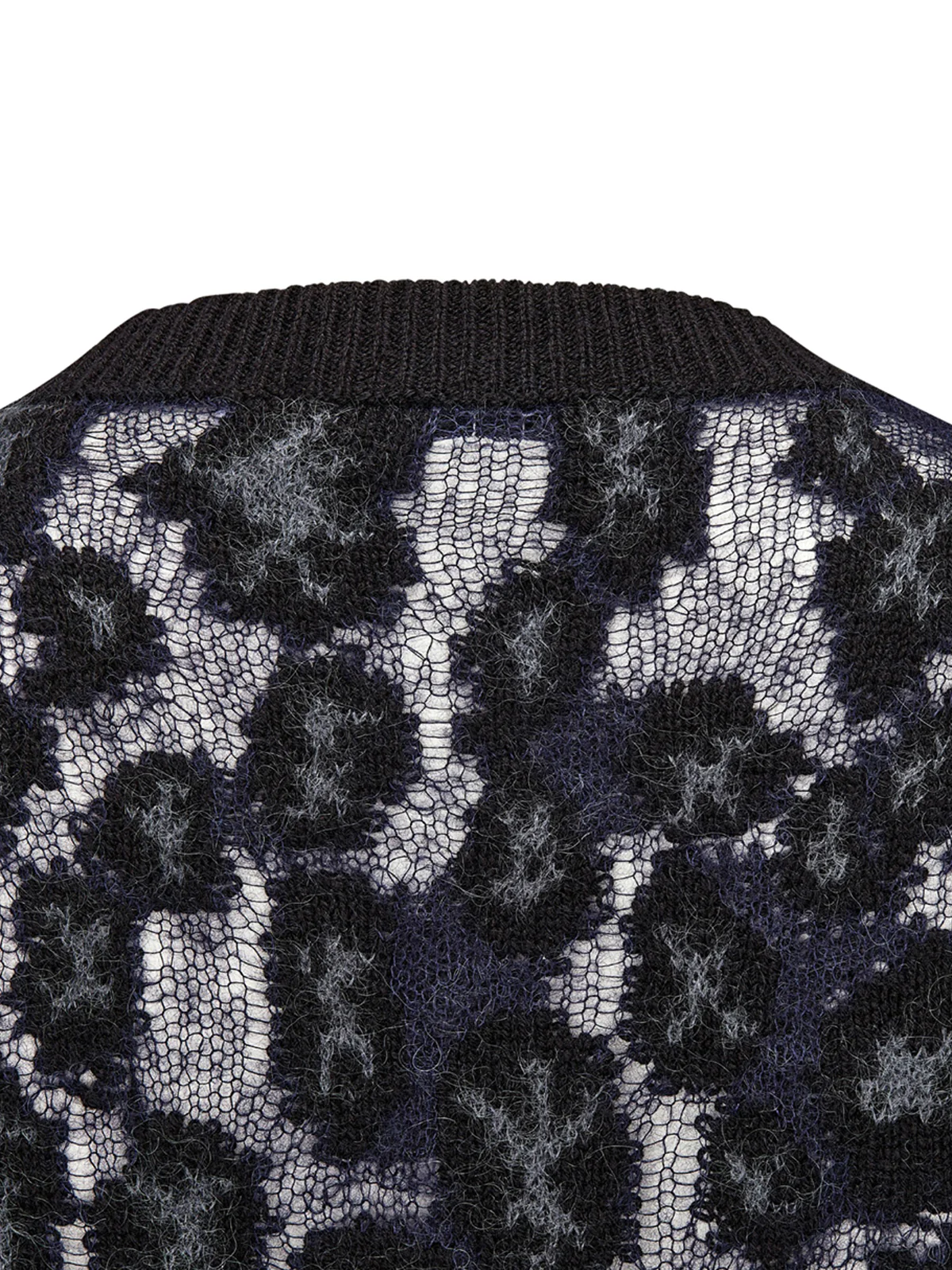 Mizza blue and gray perforated cashmere sweater - Image 7