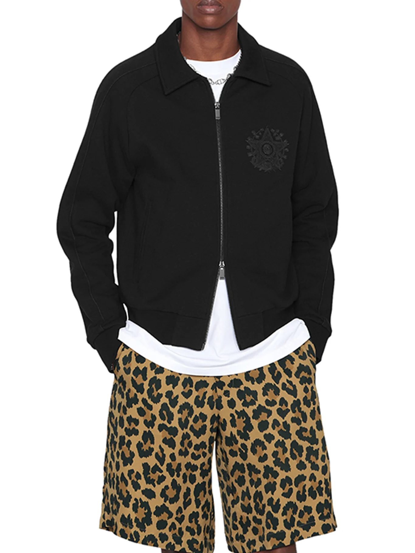 Multicolour technical satin with leopard print - Image 3