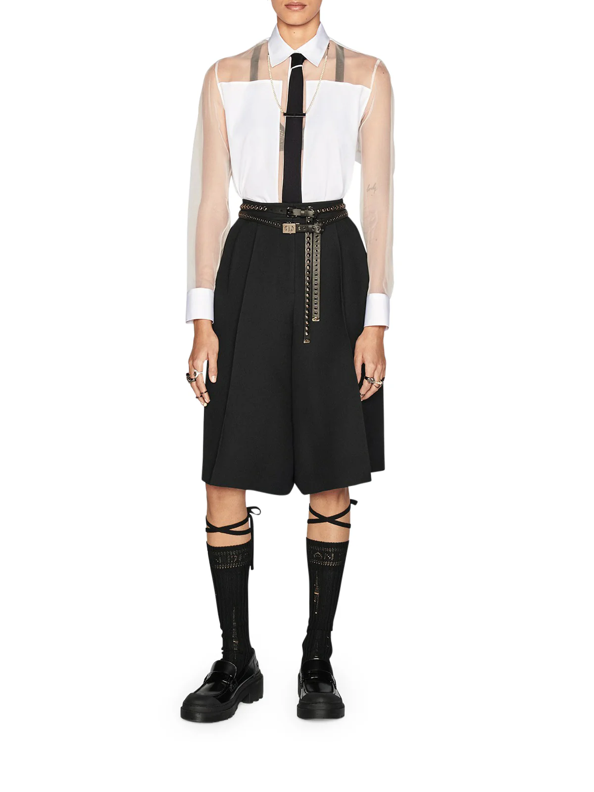 SEMI-TRANSPARENT BLOUSE WITH PLASTRON - Image 3
