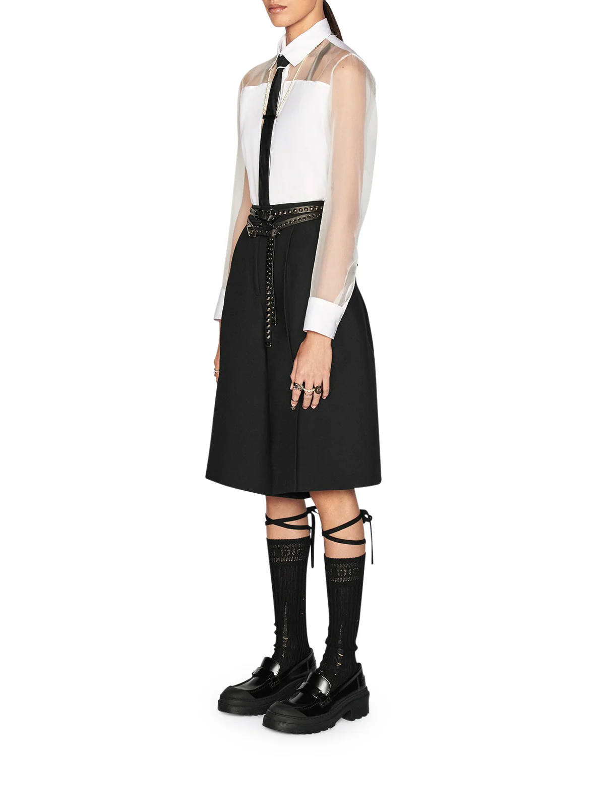 SEMI-TRANSPARENT BLOUSE WITH PLASTRON - Image 4
