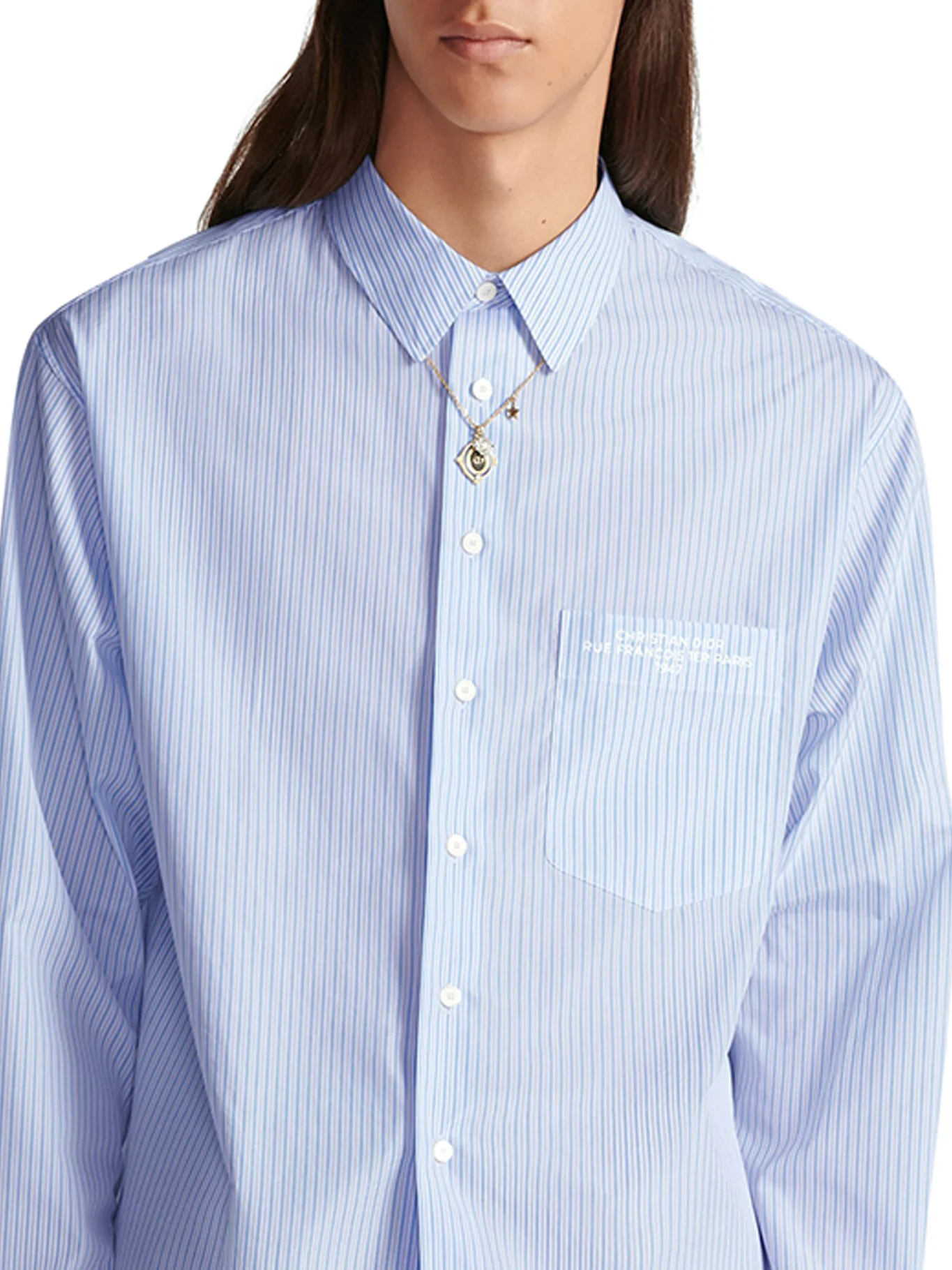 SHIRT Striped blue cotton poplin - Image 6